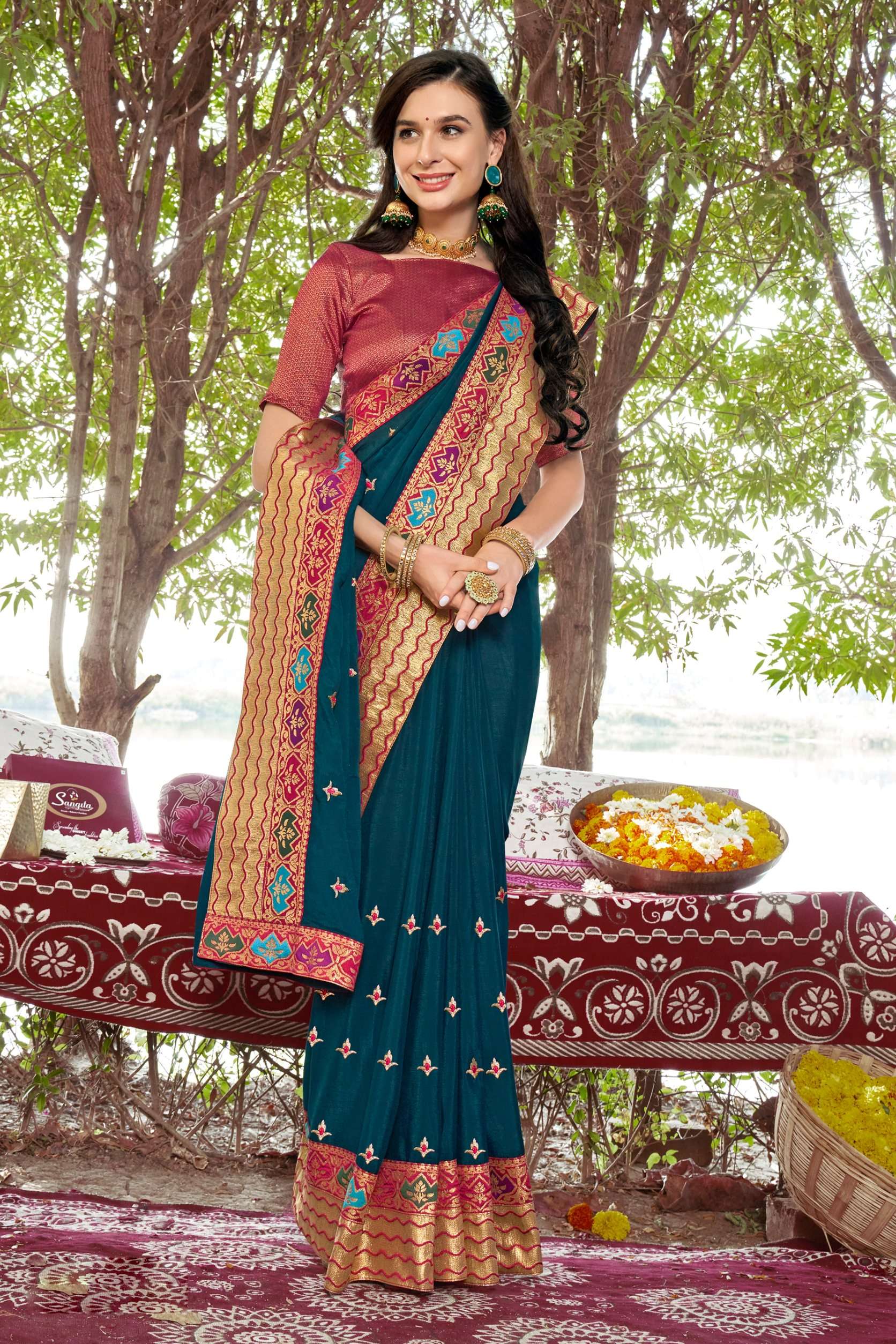 Rosy Vol 4 Embroidered Casual Vichitra Silk Saree Wholesale catalog