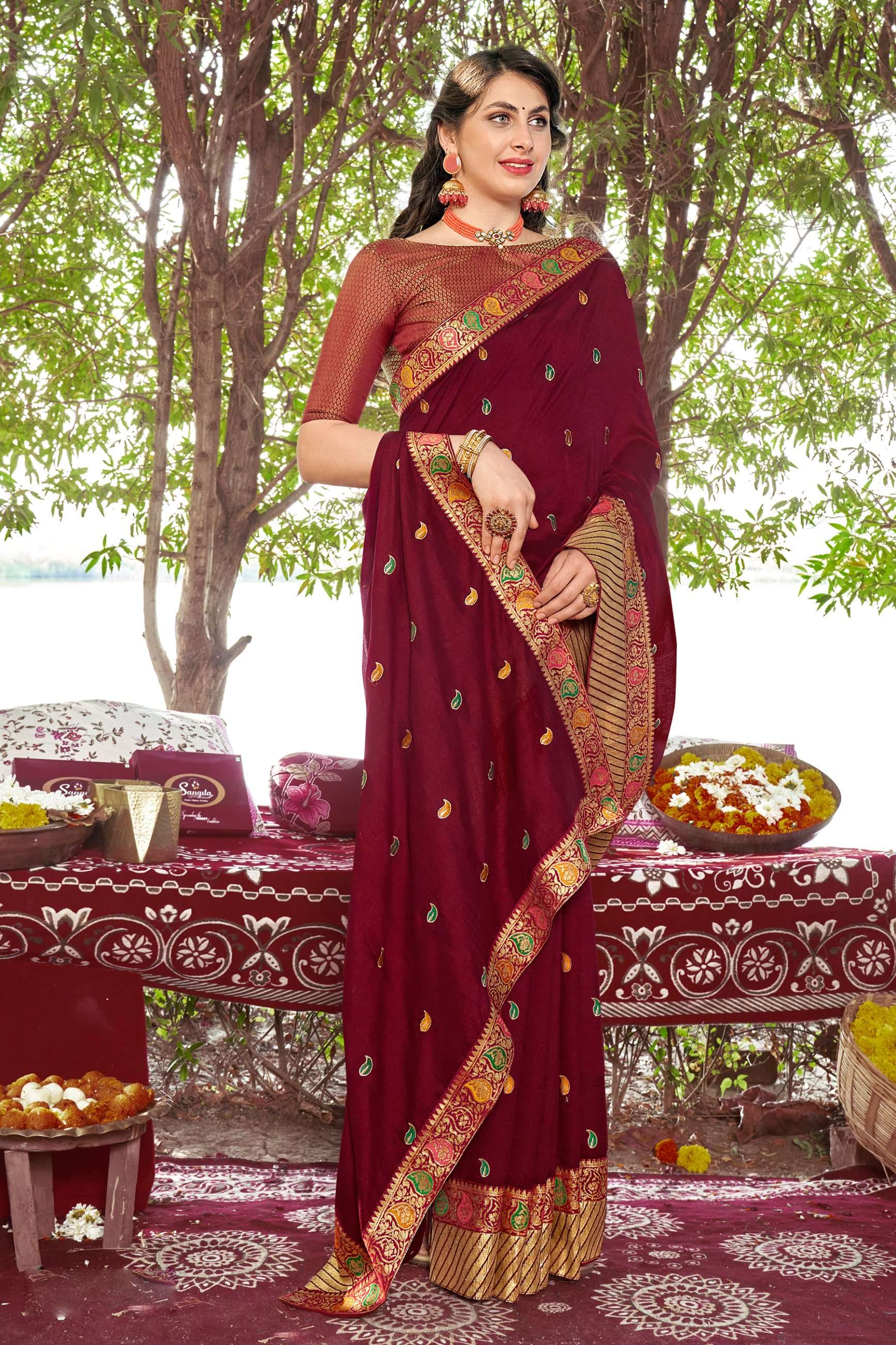 Rosy Vol 4 Embroidered Casual Vichitra Silk Saree Wholesale catalog