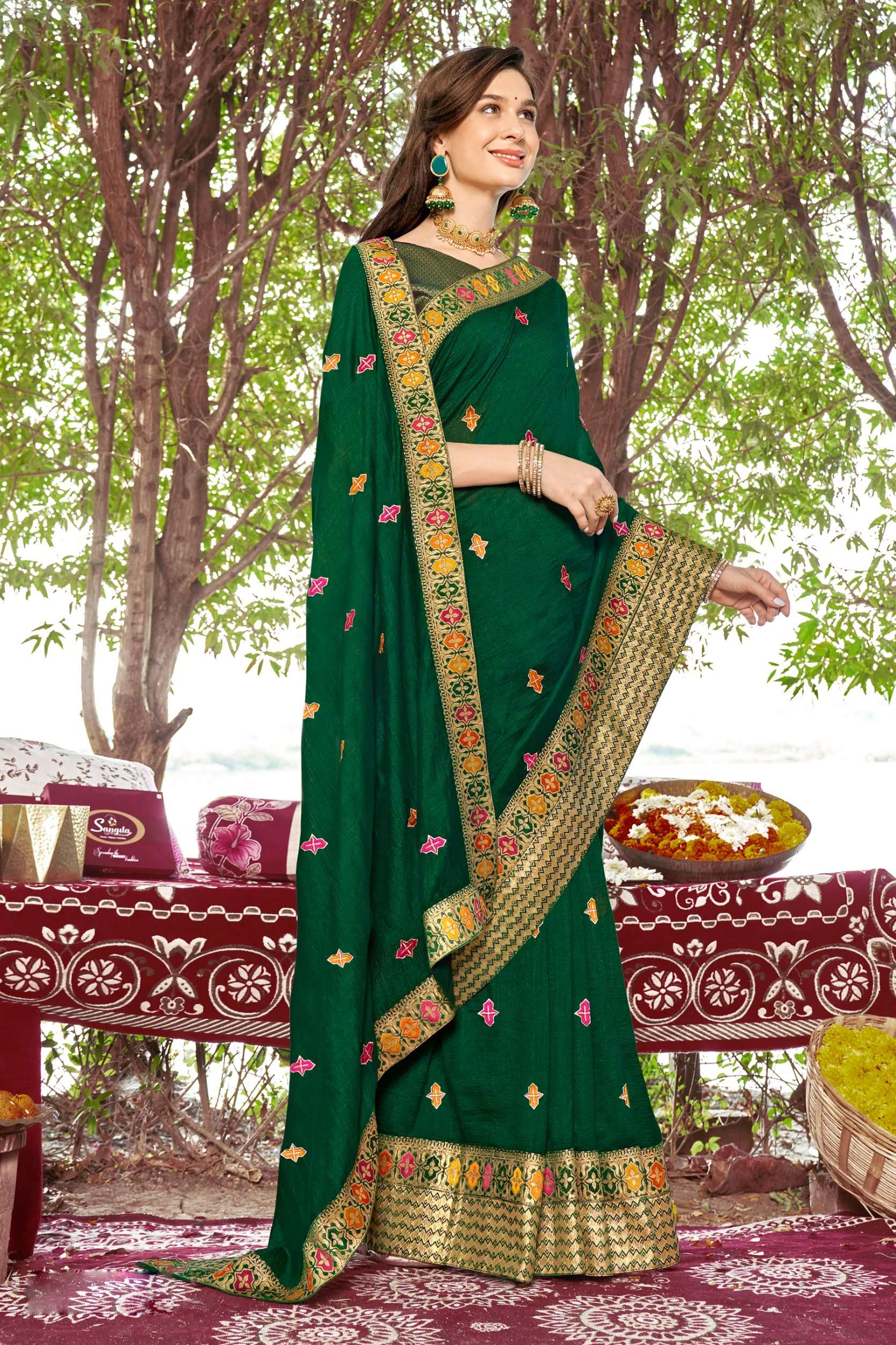 Rosy Vol 4 Embroidered Casual Vichitra Silk Saree Wholesale catalog