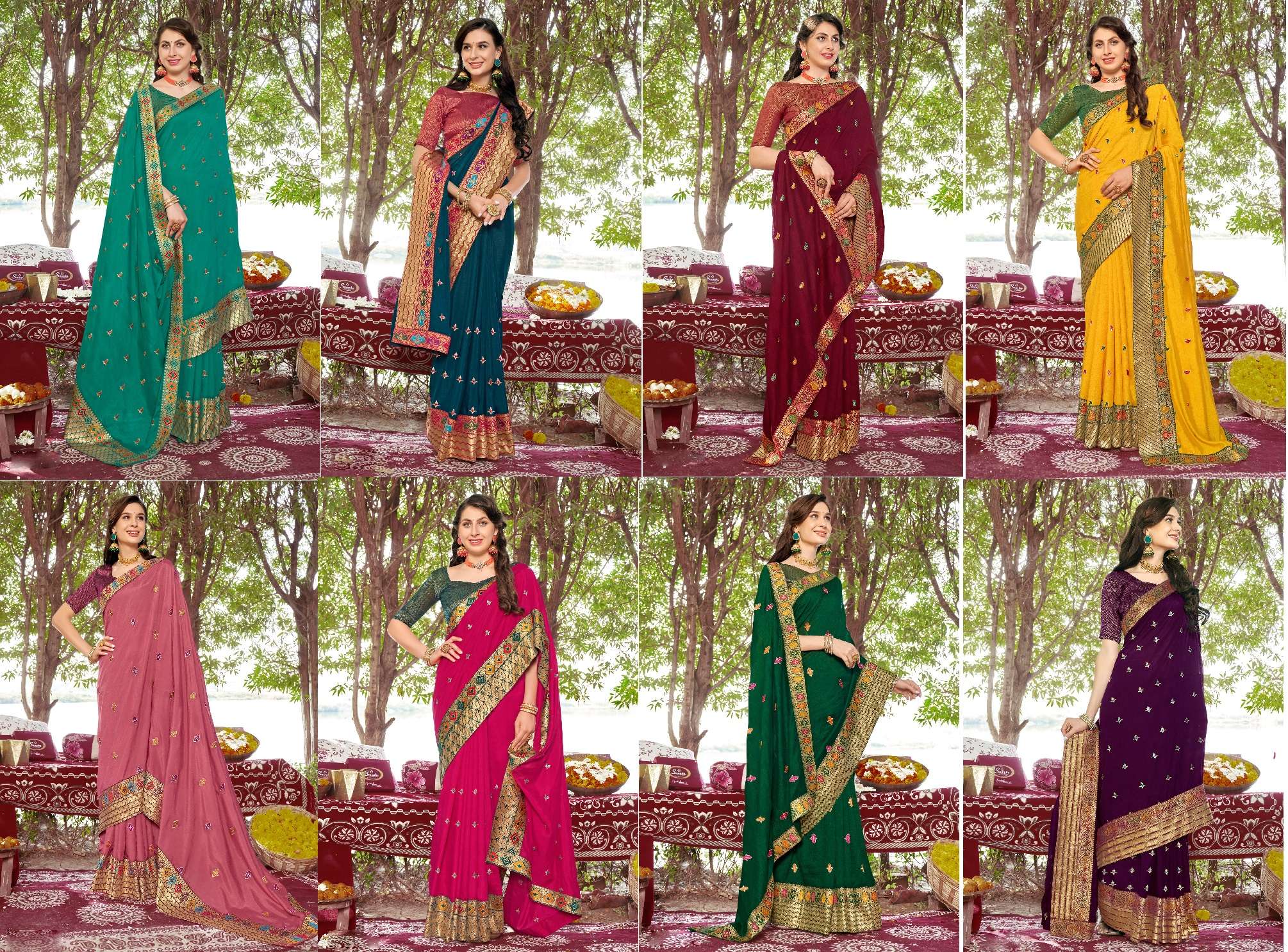 Rosy Vol 4 Embroidered Casual Vichitra Silk Saree Wholesale catalog