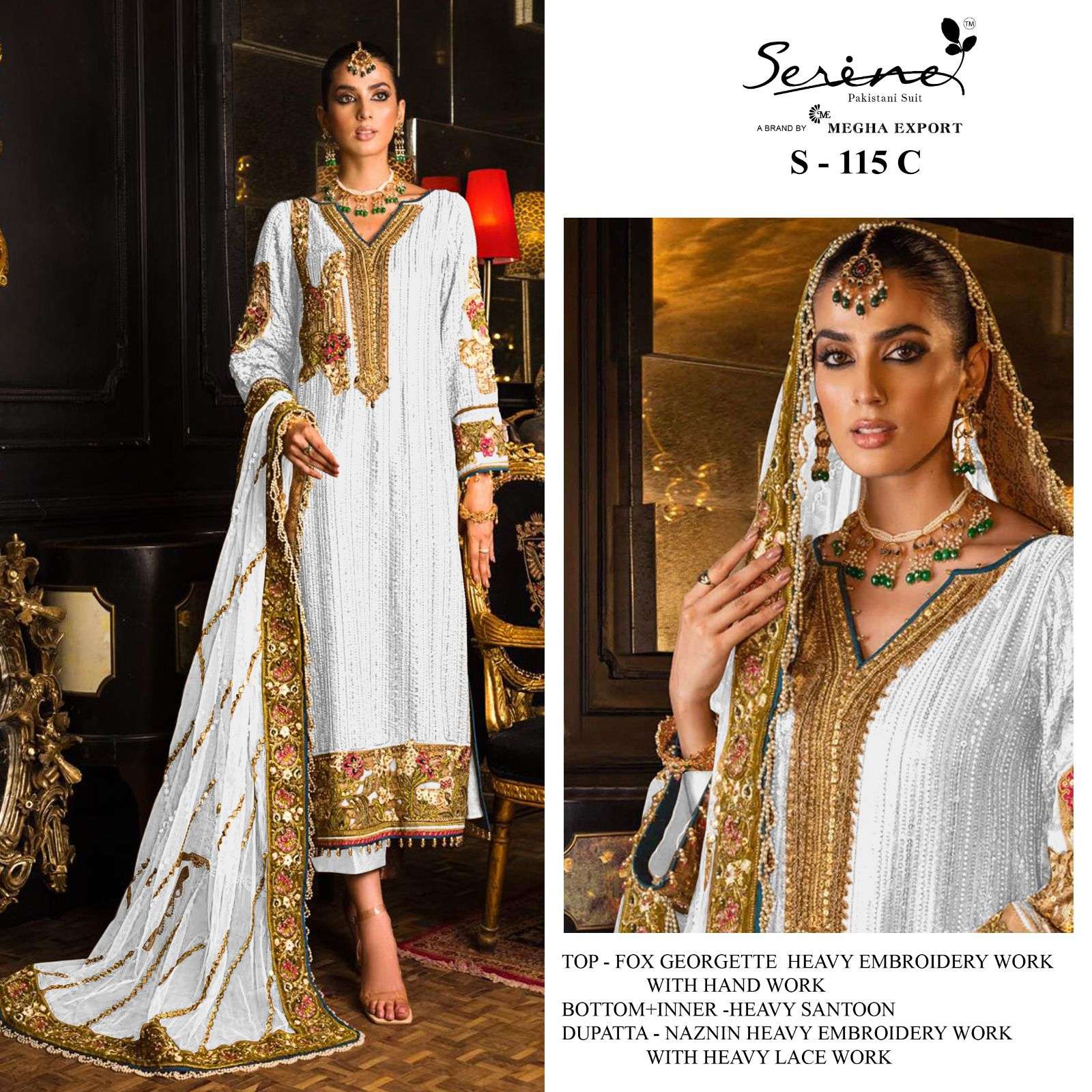 Serine S 115 B C Designer Pakistani Suit Wholesale catalog