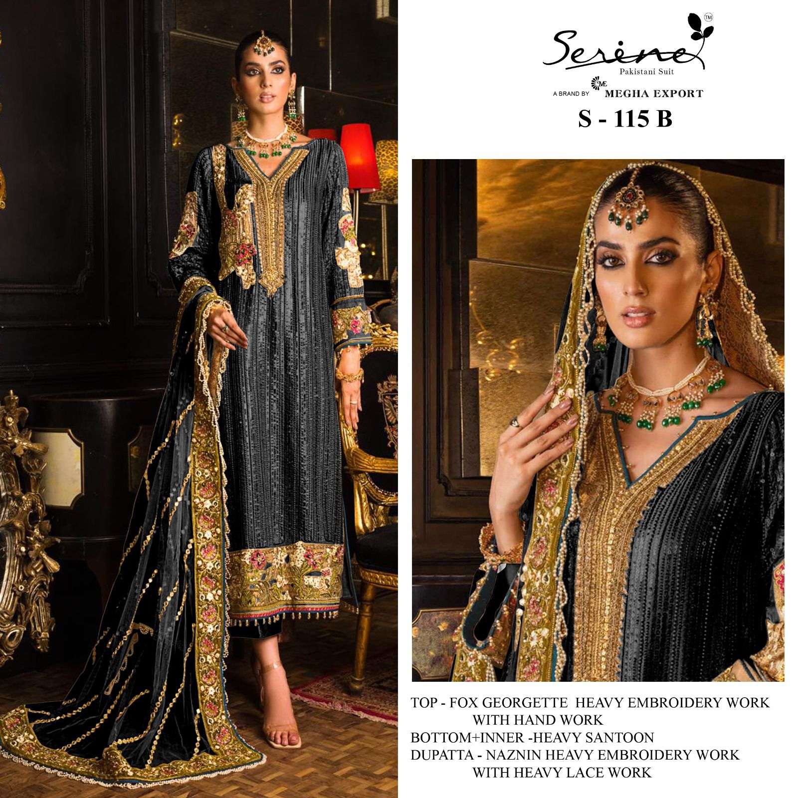 Serine S 115 B C Designer Pakistani Suit Wholesale catalog
