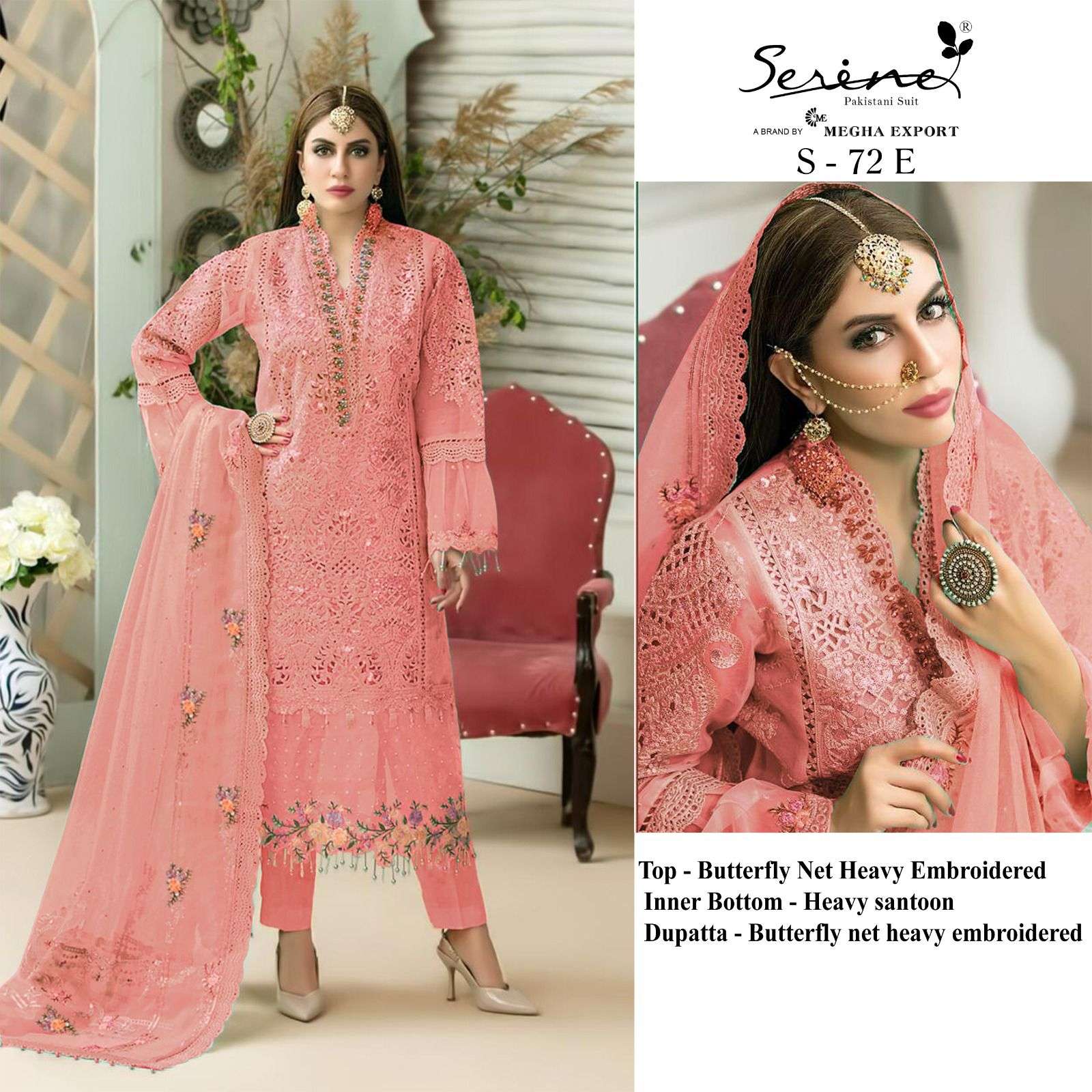 Serine S 72 E To H Designer Pakistani Suit Wholesale catalog