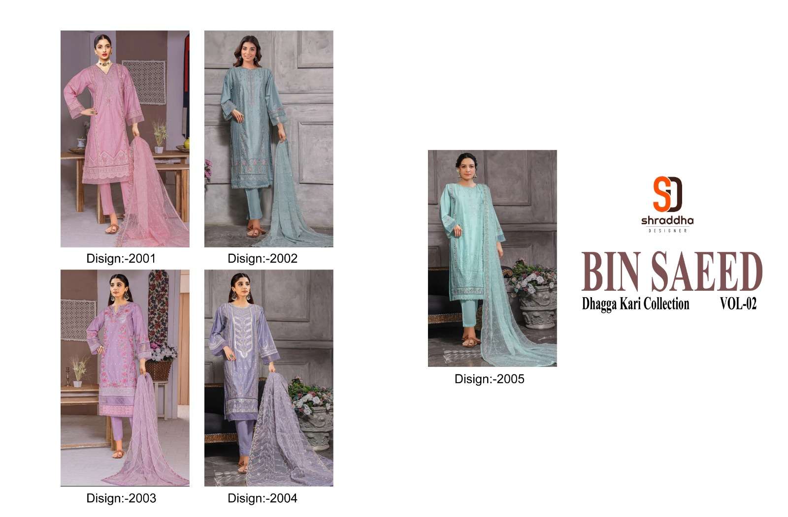 Shraddha Bin Saeed Dhagga Kari Collection Vol 2 Pakistani Suit Wholesale catalog