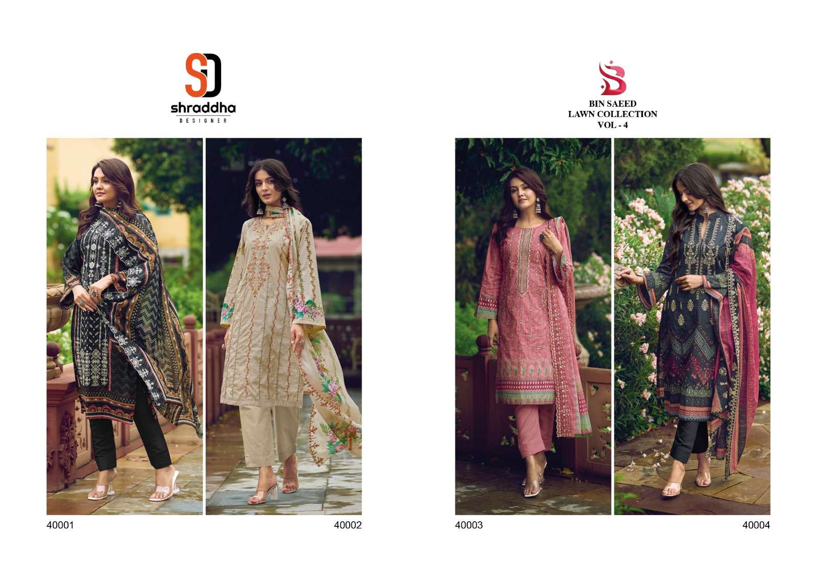 Shraddha Bin Saeed Lawn Collection Vol 4 Pakistani Suit Wholesale catalog