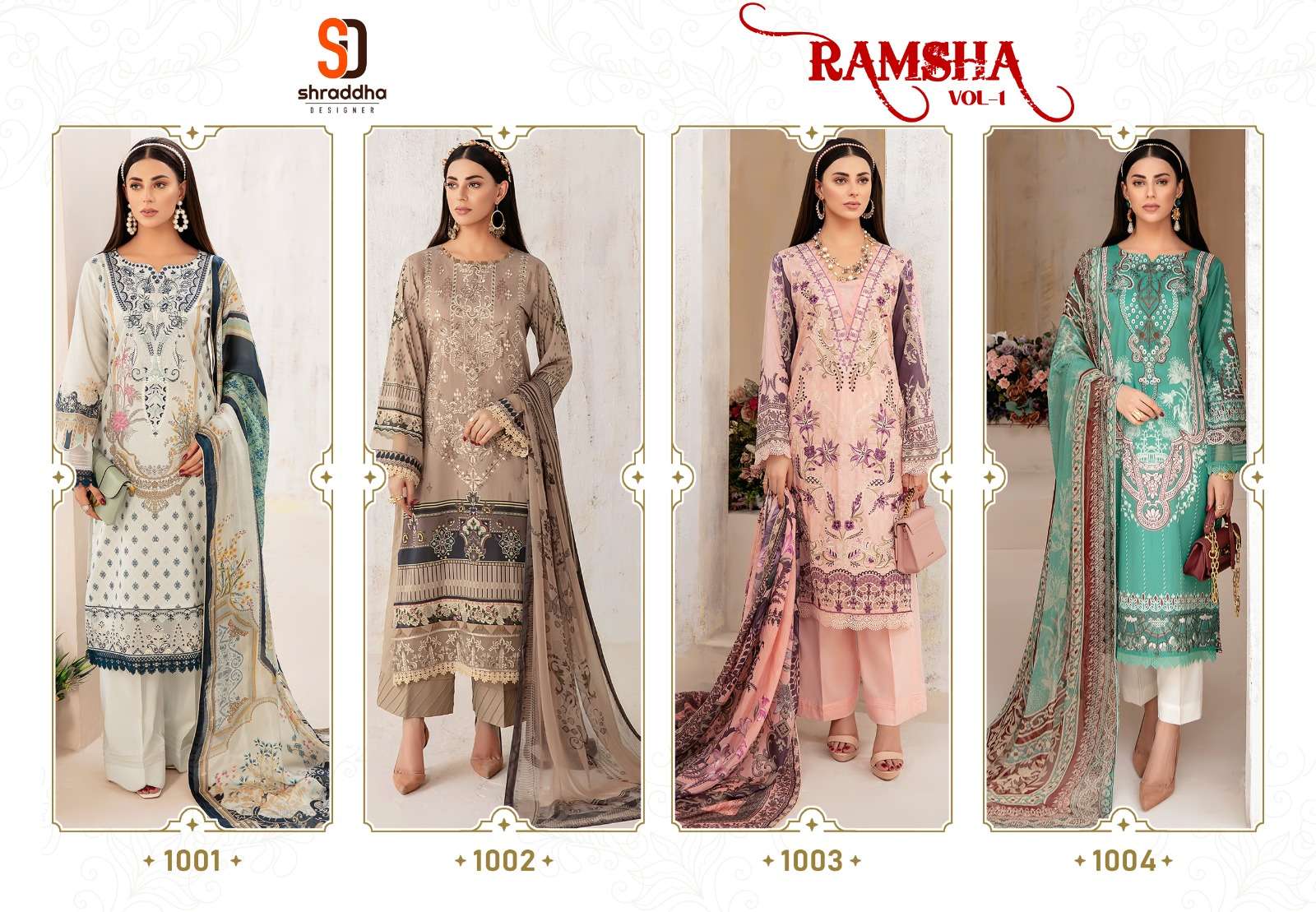 Shraddha Ramsha Vol 1 Cotton Dupatta Pakistani Suit Wholesale catalog