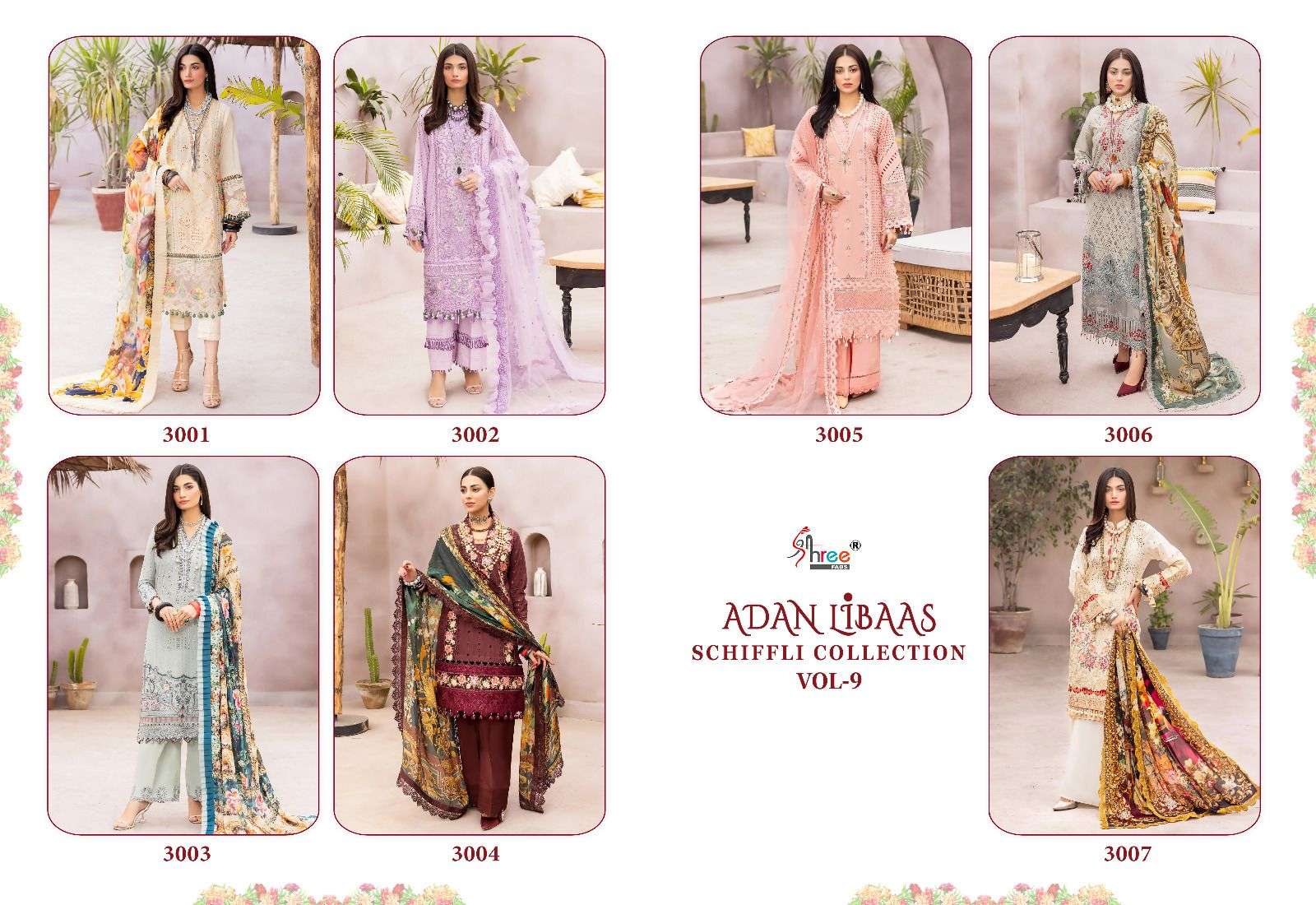 Shree Adan Libaas Schiffli Collection Vol 9 Pakistani Suits Wholesale catalog