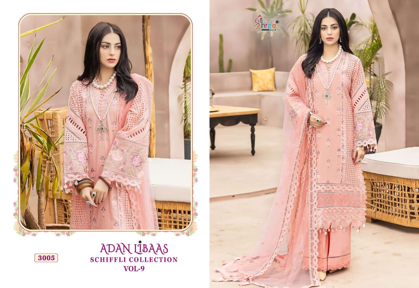 Shree Adan Libaas Schiffli Collection Vol 9 Pakistani Suits Wholesale catalog