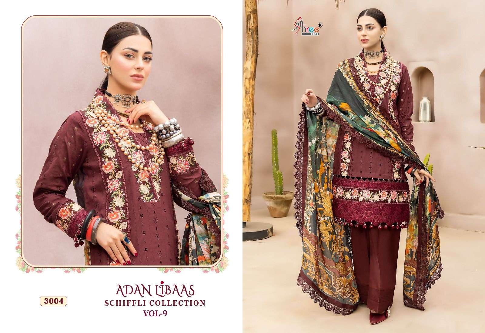 Shree Adan Libaas Schiffli Collection Vol 9 Pakistani Suits Wholesale catalog