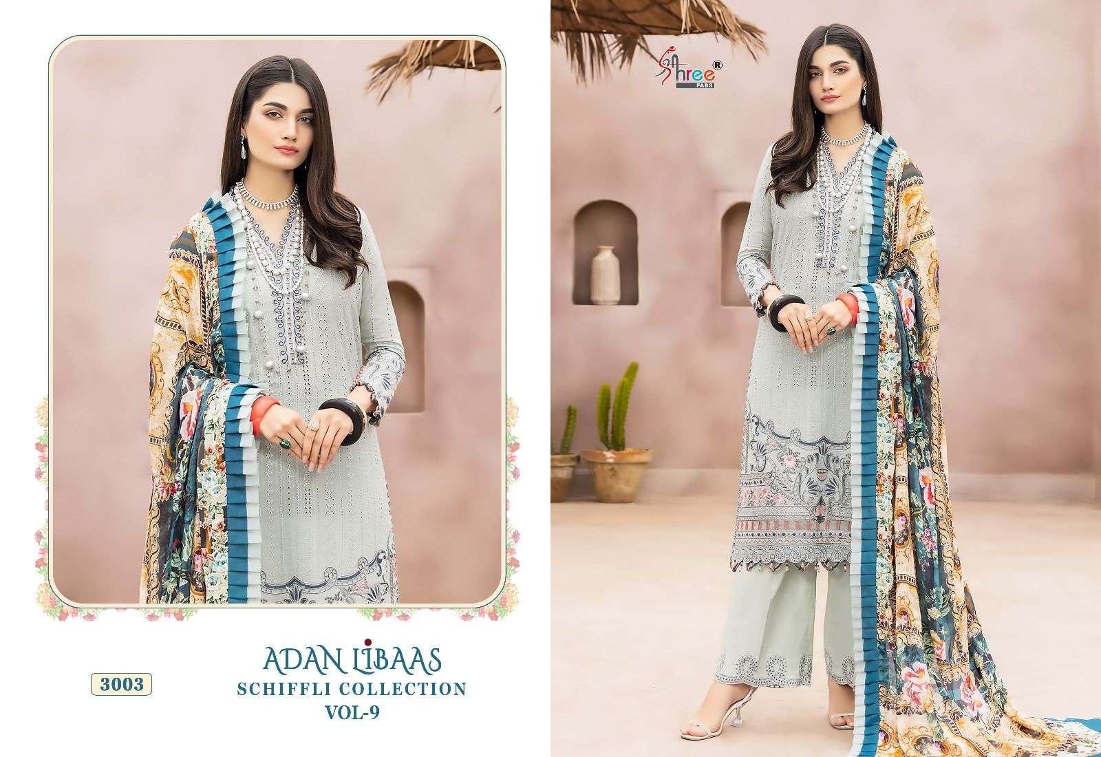 Shree Adan Libaas Schiffli Collection Vol 9 Pakistani Suits Wholesale catalog