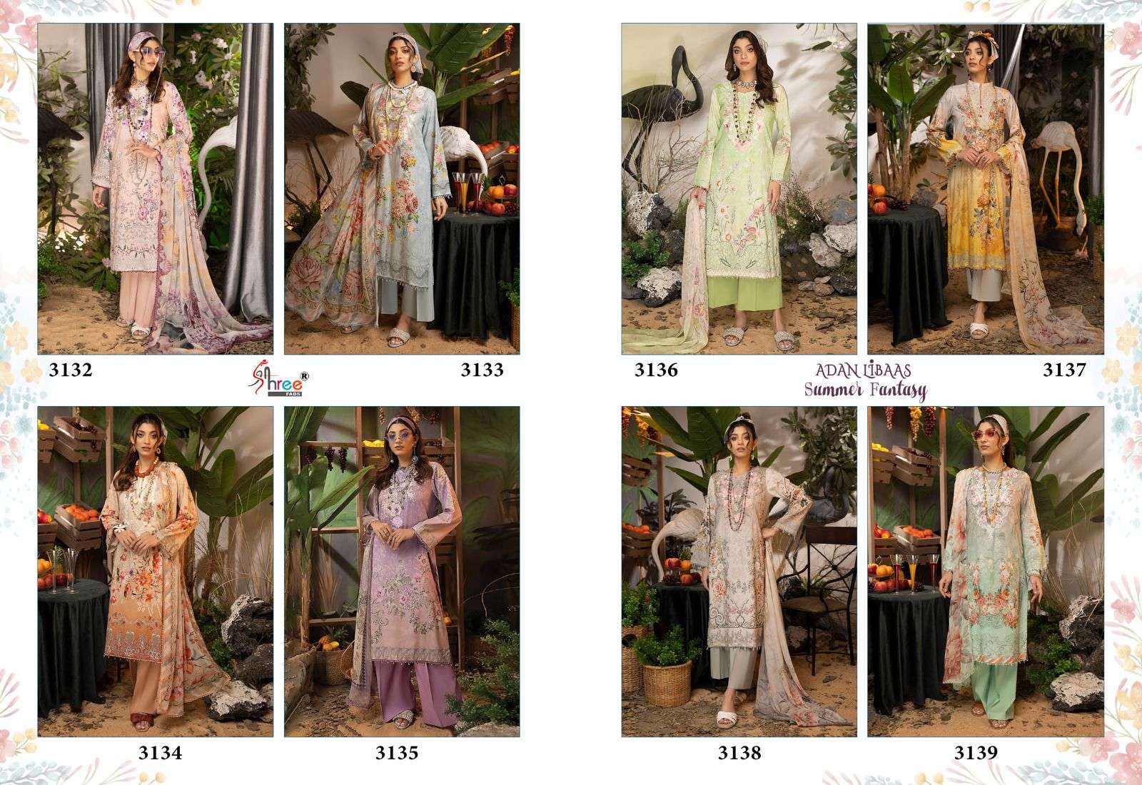Shree Adan Libaas Summer Fantasy Chiffon Dupatta Pakistani Suits Wholesale catalog