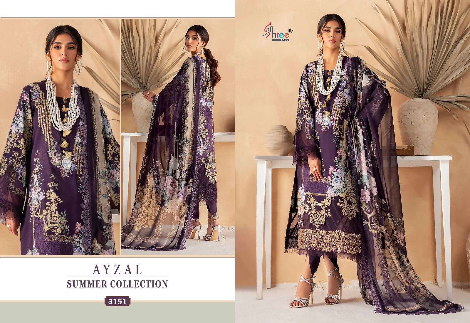 Shree Ayzal Summer Collection Cotton Dupatta Pakistani Suits Wholesale catalog
