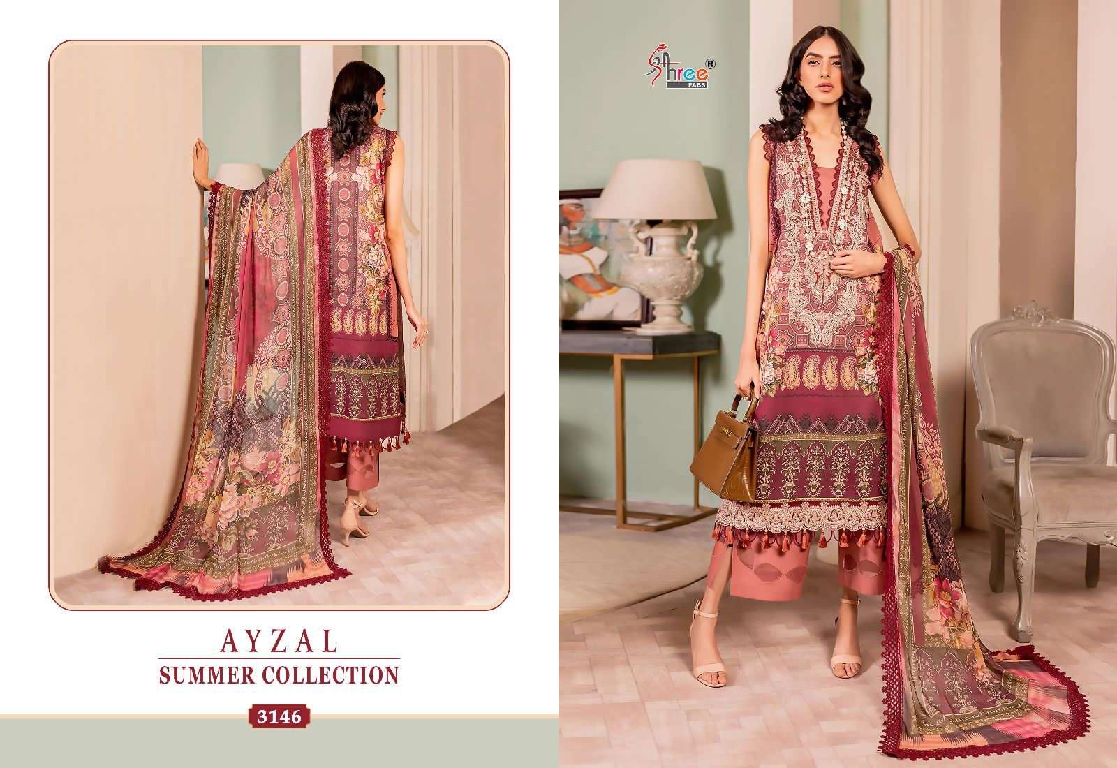 Shree Ayzal Summer Collection Cotton Dupatta Pakistani Suits Wholesale catalog
