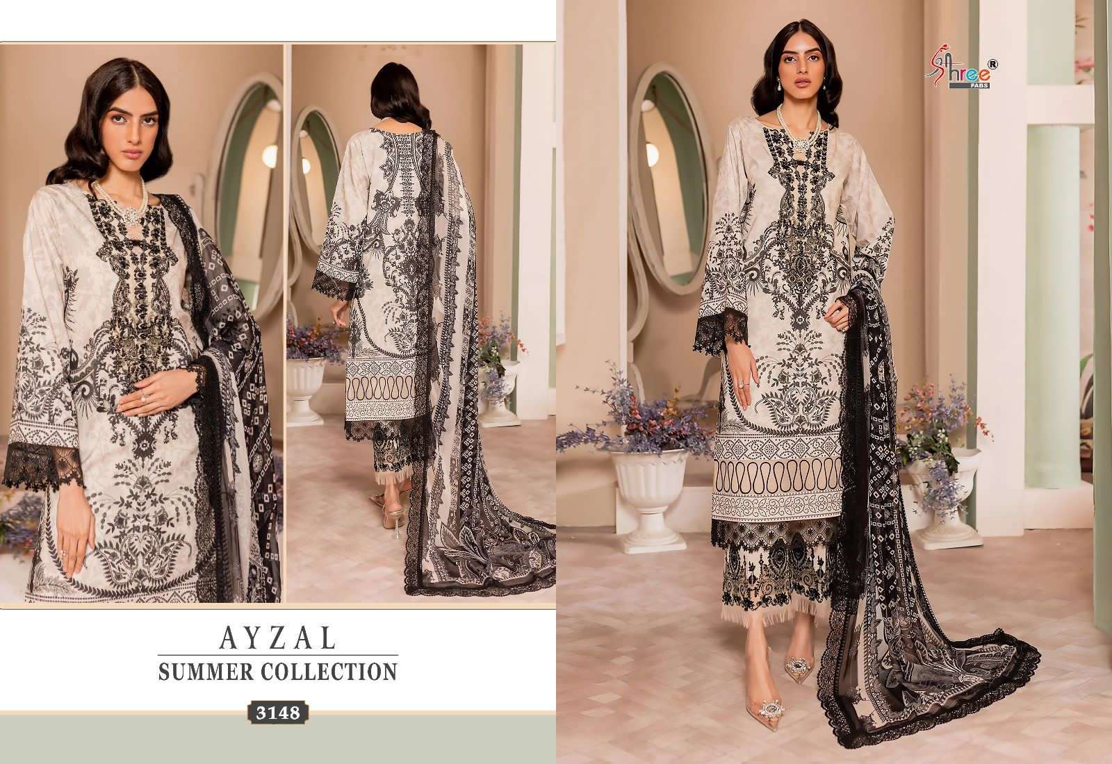 Shree Ayzal Summer Collection Cotton Dupatta Pakistani Suits Wholesale catalog