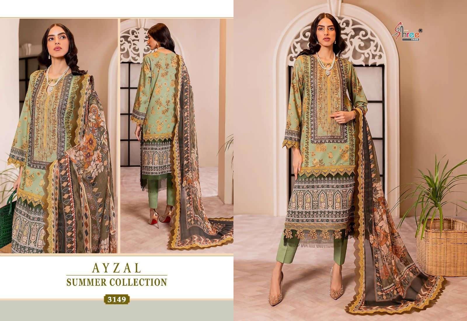 Shree Ayzal Summer Collection Cotton Dupatta Pakistani Suits Wholesale catalog