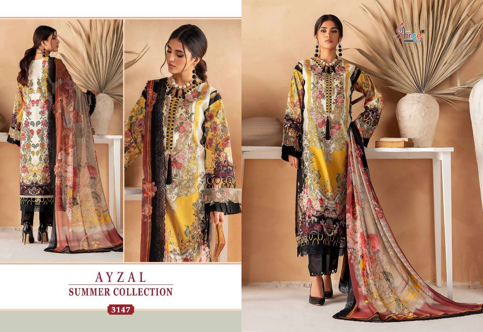 Shree Ayzal Summer Collection Cotton Dupatta Pakistani Suits Wholesale catalog