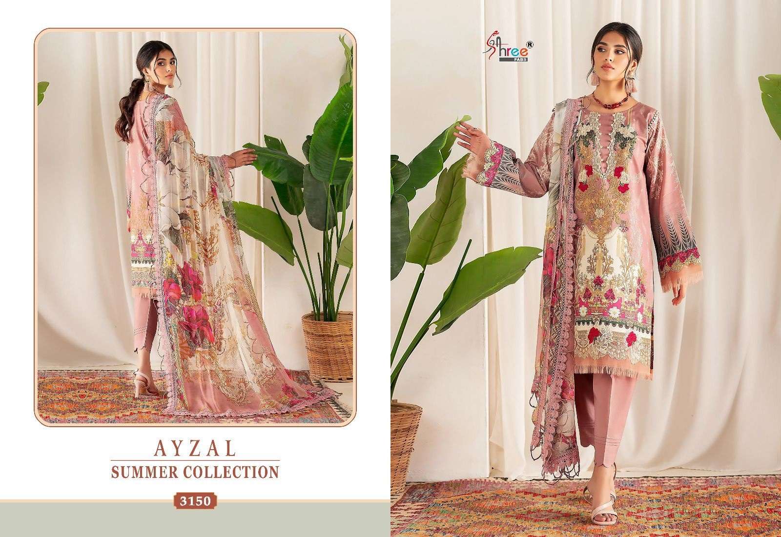 Shree Ayzal Summer Collection Cotton Dupatta Pakistani Suits Wholesale catalog