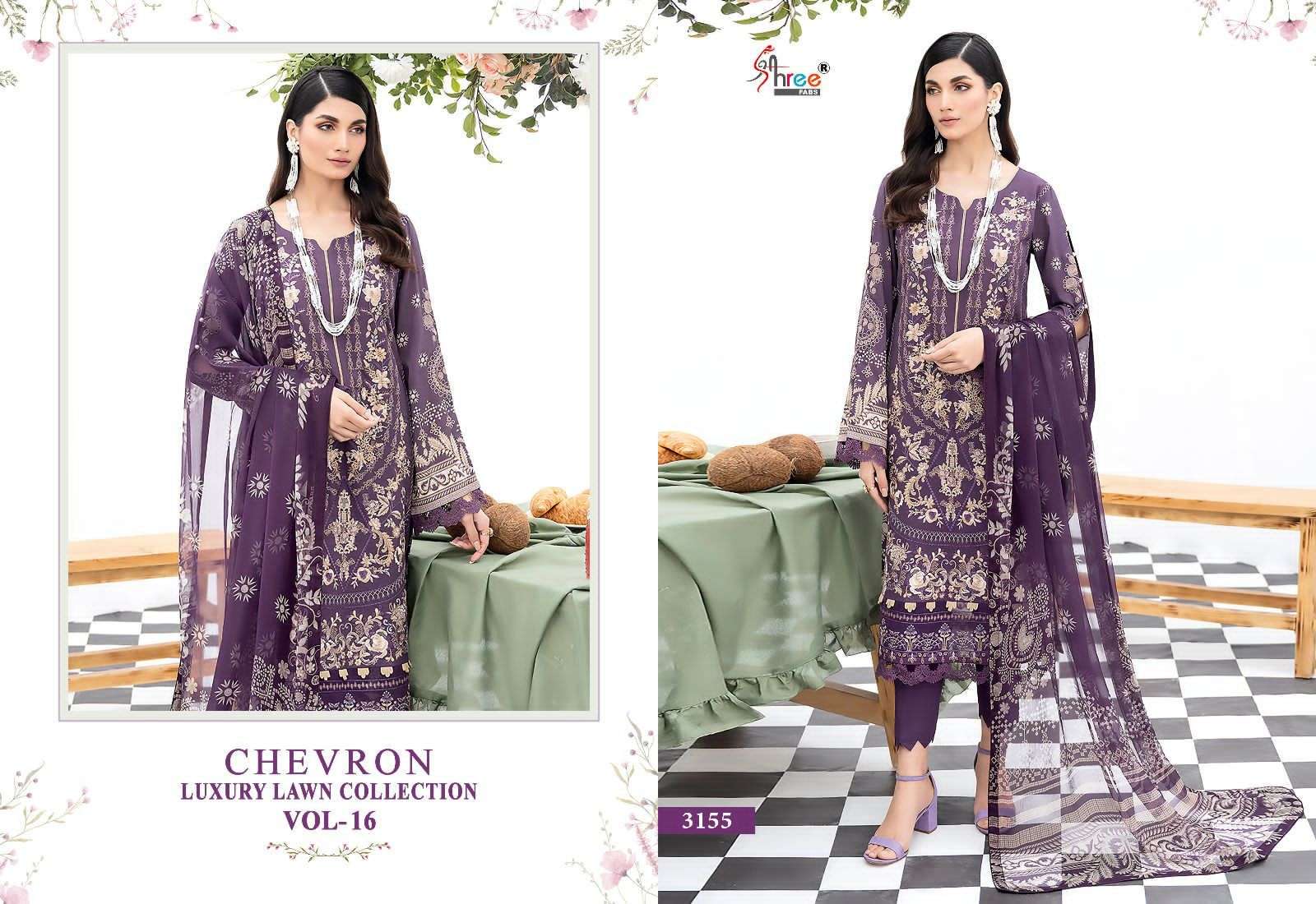 Shree Chevron Luxury Lawn Collection Vol 16 Cotton Dupatta Pakistani Suit Wholesale catalog
