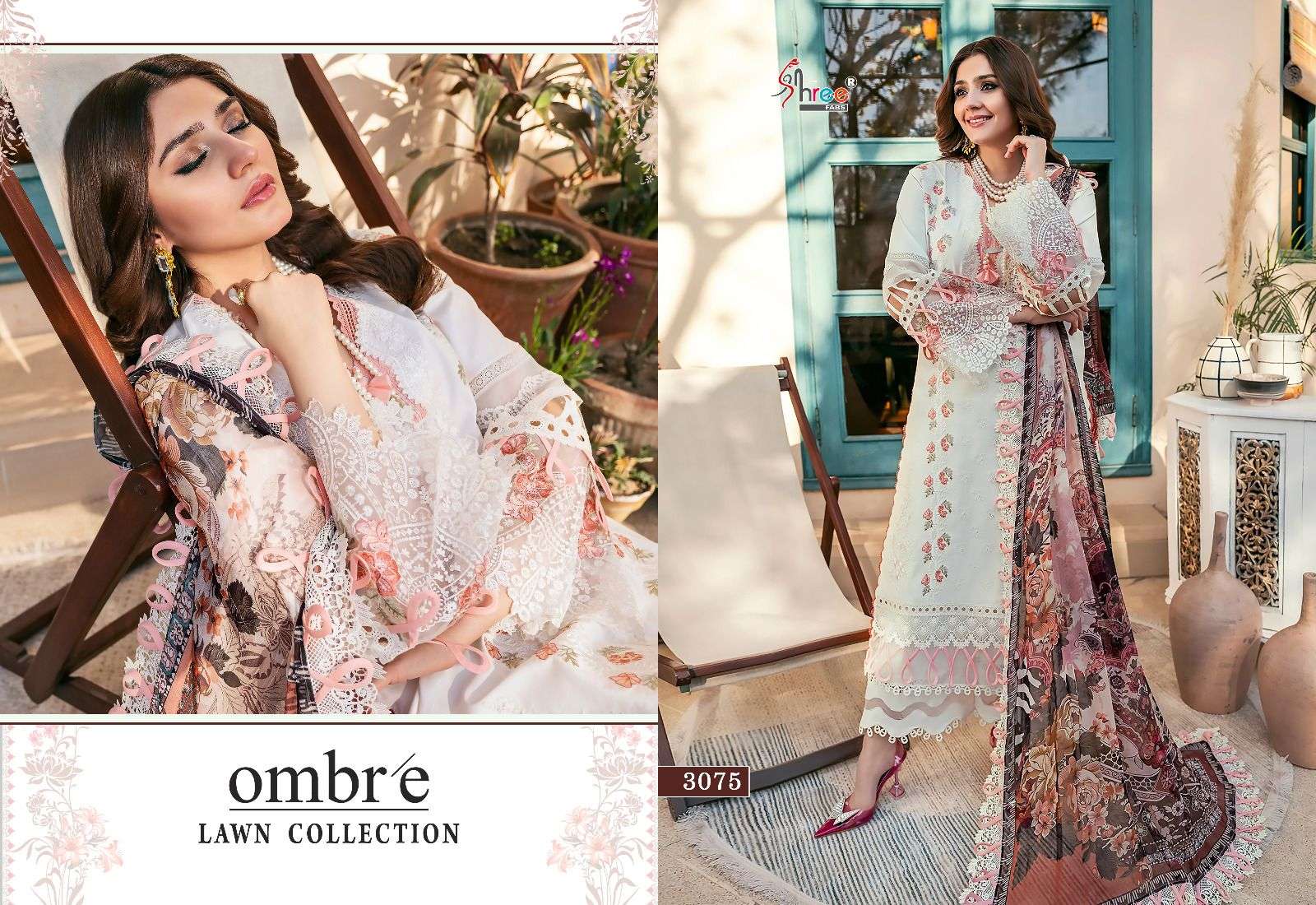 Shree Ombre Lawn Collection Chiffon Dupatta Pakistani Suits Wholesale catalog