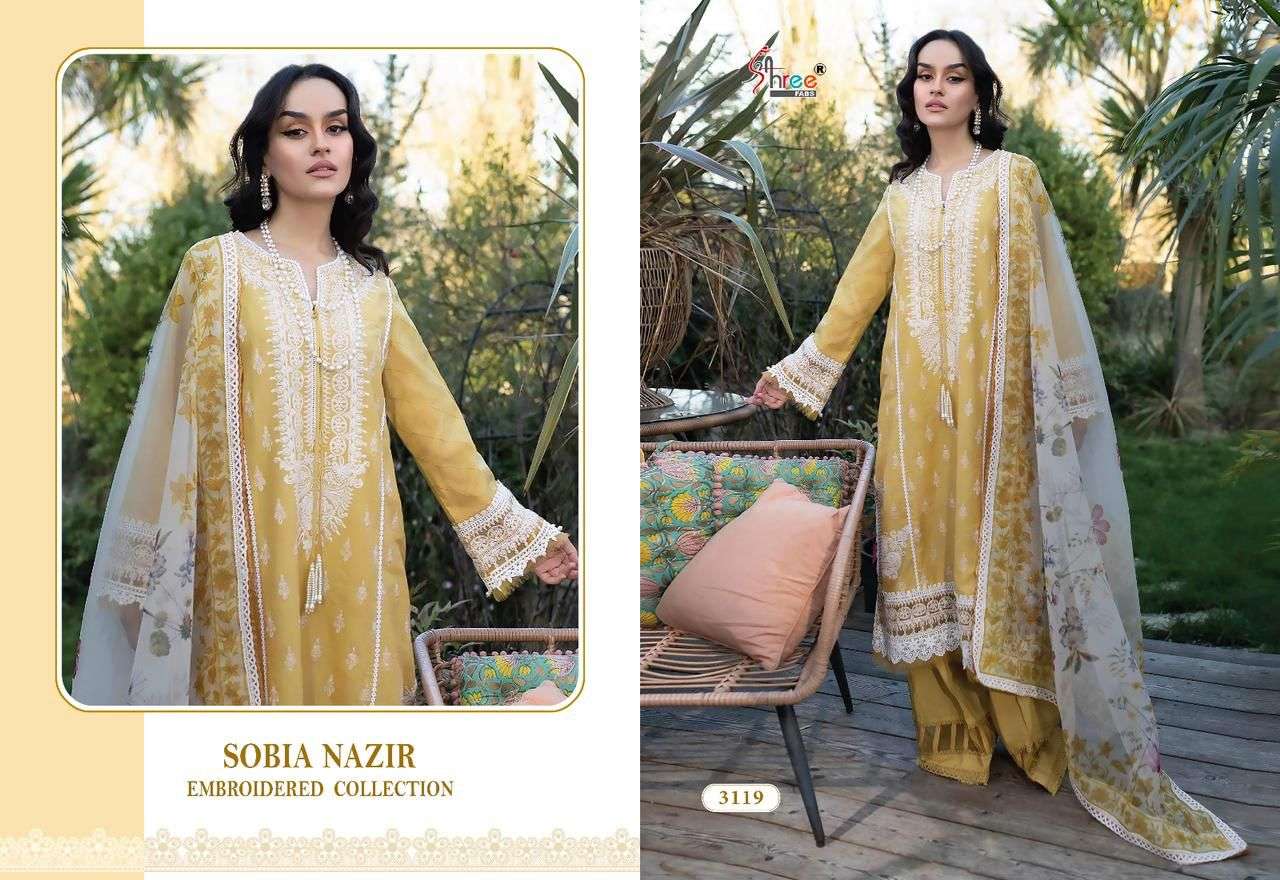 Shree Sobia Nazir Embroidered Collection Cotton Dupatta Pakistani Suit Wholesale catalog