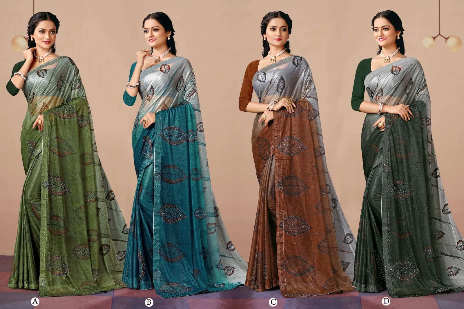 SHYAMA BY RONISHA SAREE FABRICS IMPORTED LYCRA PRINT WITH SIROSKI DIAMOND WORK FANCY DESIGNER SAREE