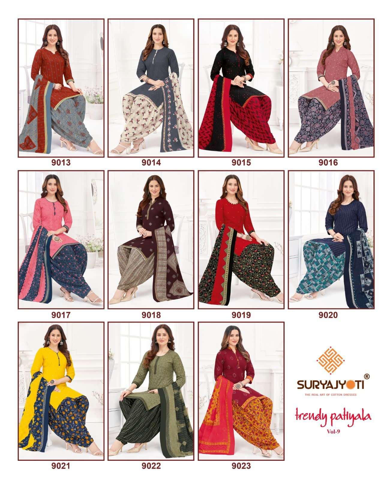  SURYAJYOTI TRENDY PATIYALA VOL-9 – DRESS MATERIAL Wholesale catalog