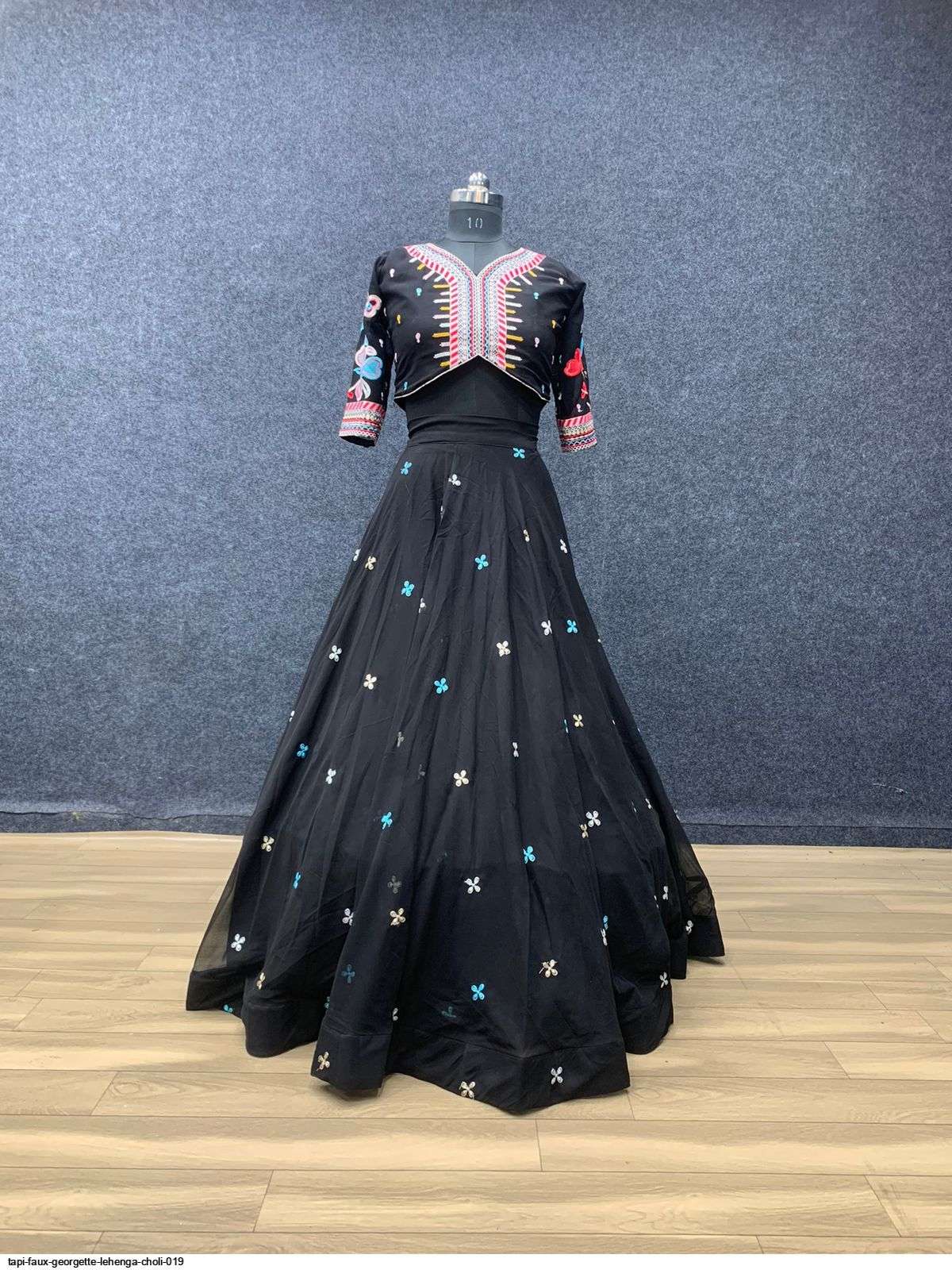 TAPI FAUX GEORGETTE LEHENGA CHOLI 019 Wholesale catalog