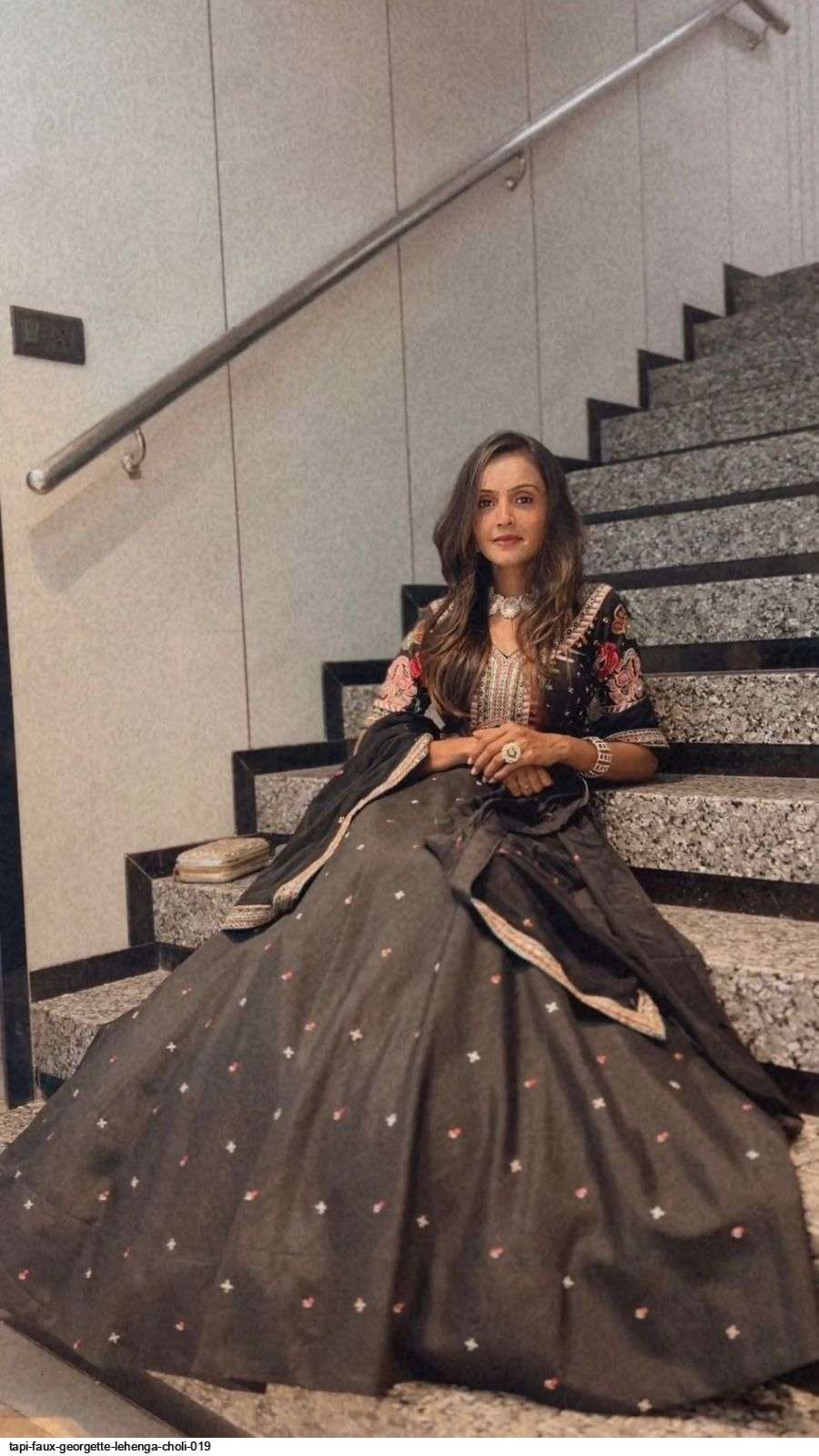 TAPI FAUX GEORGETTE LEHENGA CHOLI 019 Wholesale catalog