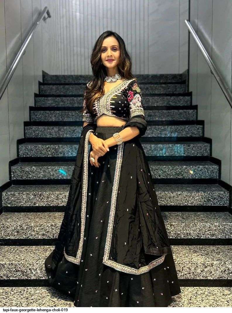 TAPI FAUX GEORGETTE LEHENGA CHOLI 019 Wholesale catalog