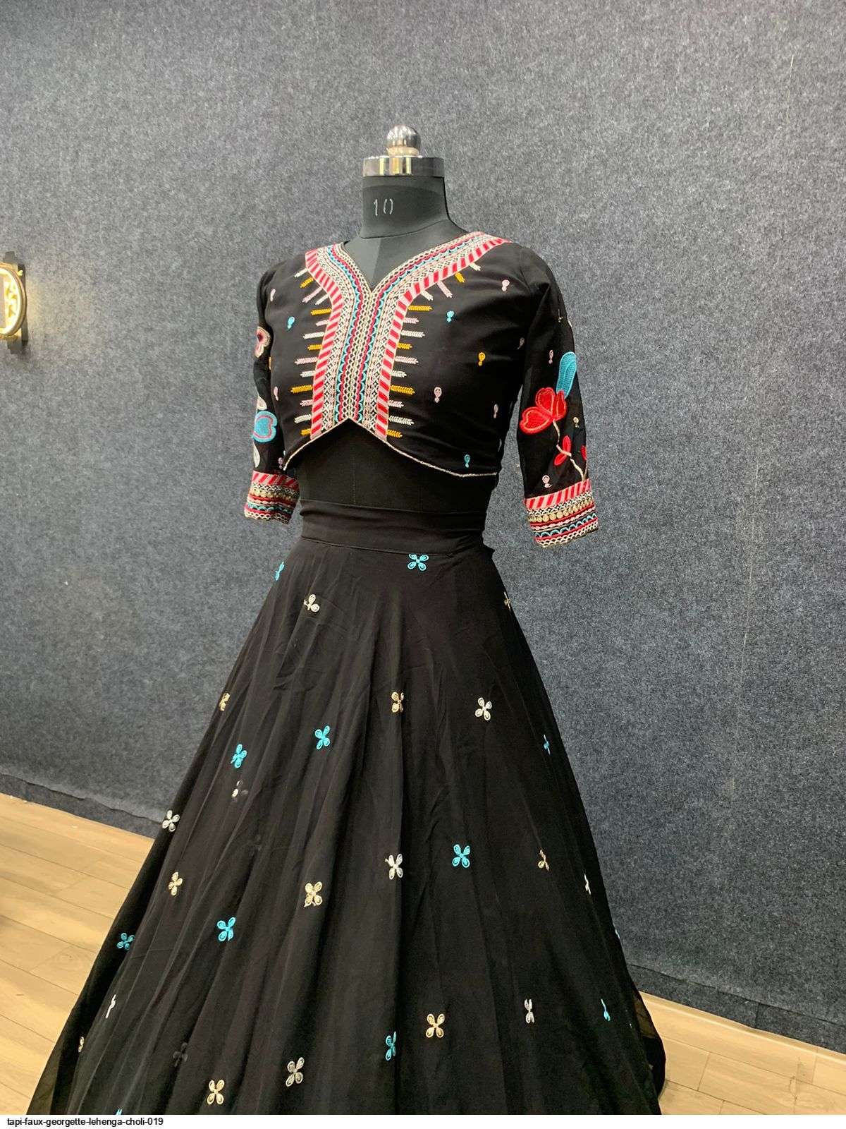 TAPI FAUX GEORGETTE LEHENGA CHOLI 019 Wholesale catalog