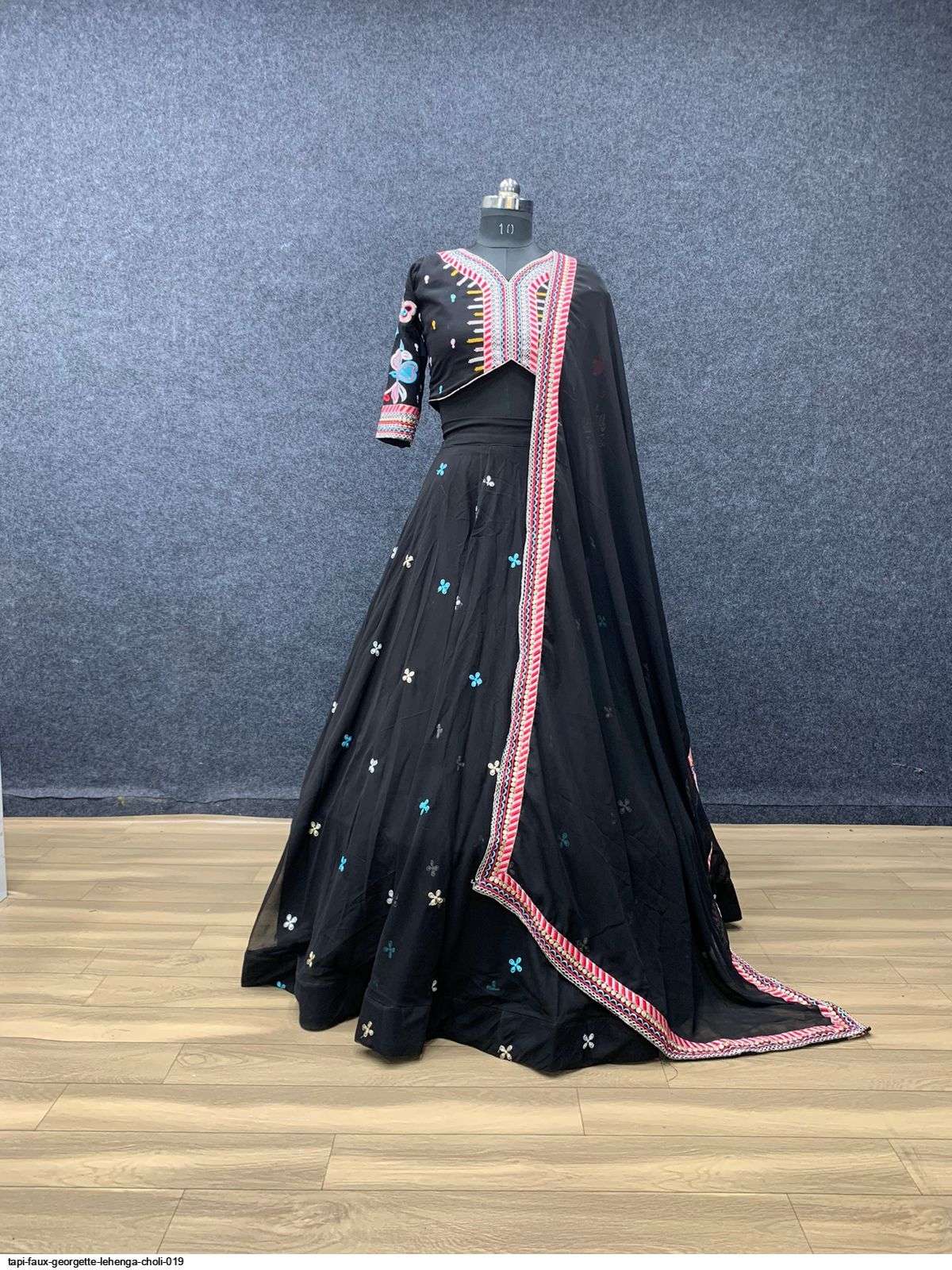 TAPI FAUX GEORGETTE LEHENGA CHOLI 019 Wholesale catalog