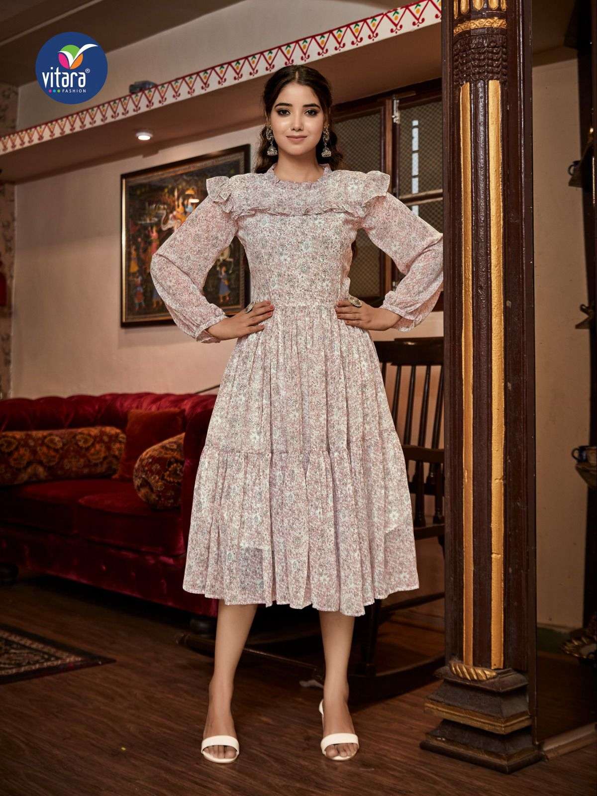 vitara fashion OREGAN jorjet tunic prints Kurti Wholesale catalog