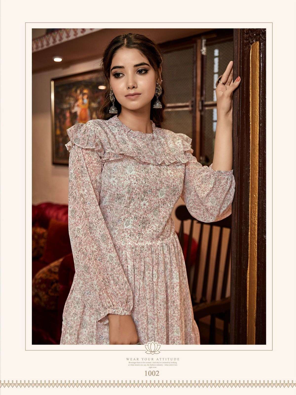 vitara fashion OREGAN jorjet tunic prints Kurti Wholesale catalog