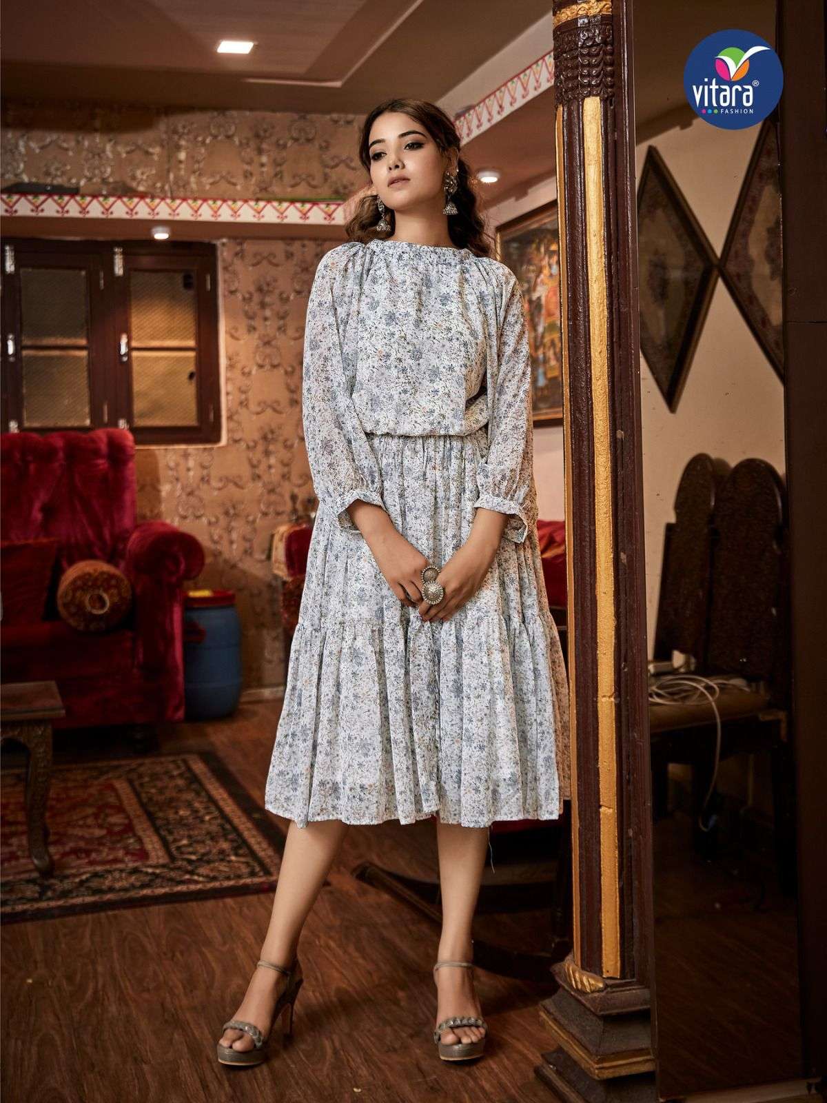 vitara fashion OREGAN jorjet tunic prints Kurti Wholesale catalog