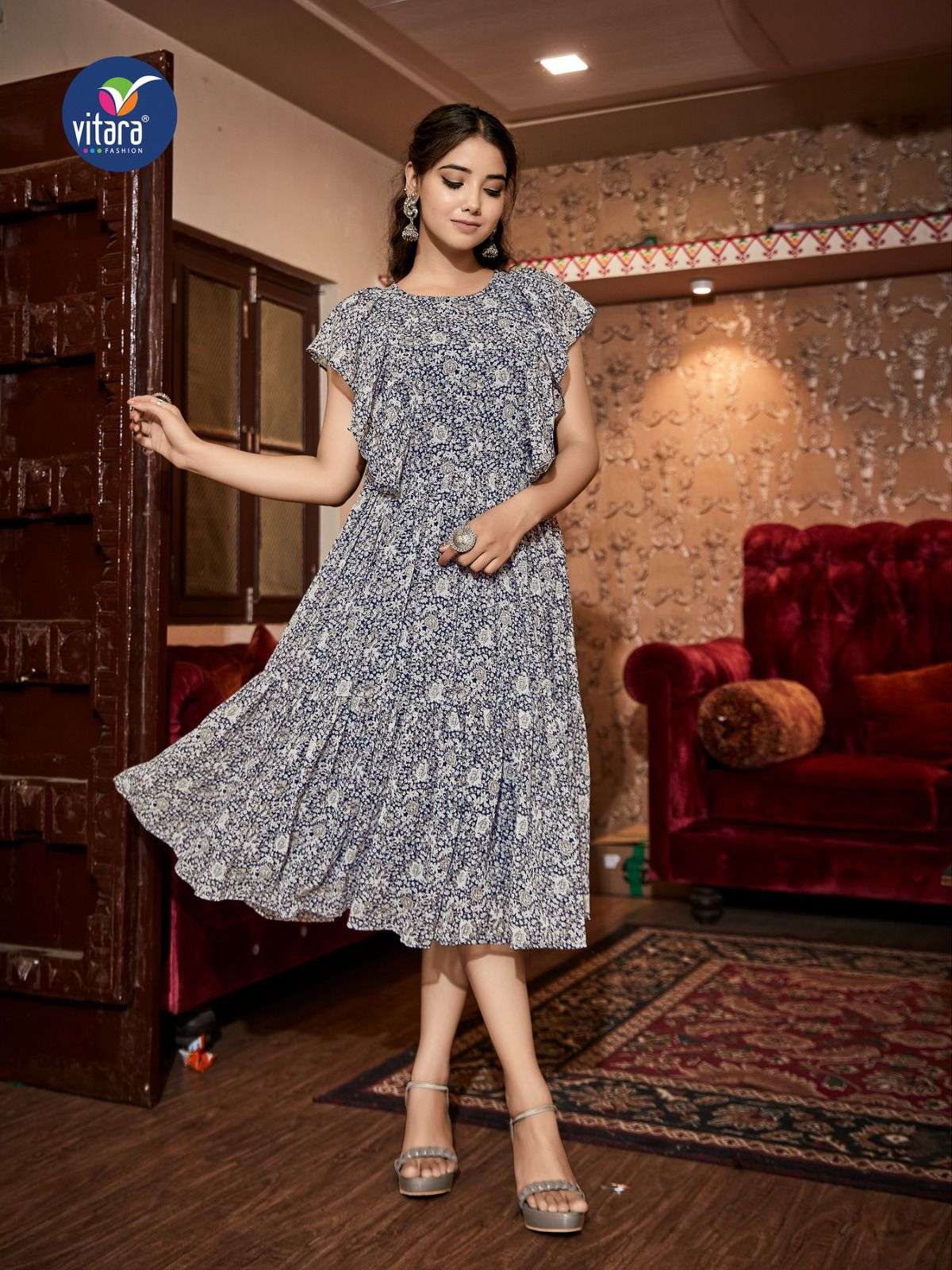 vitara fashion OREGAN jorjet tunic prints Kurti Wholesale catalog