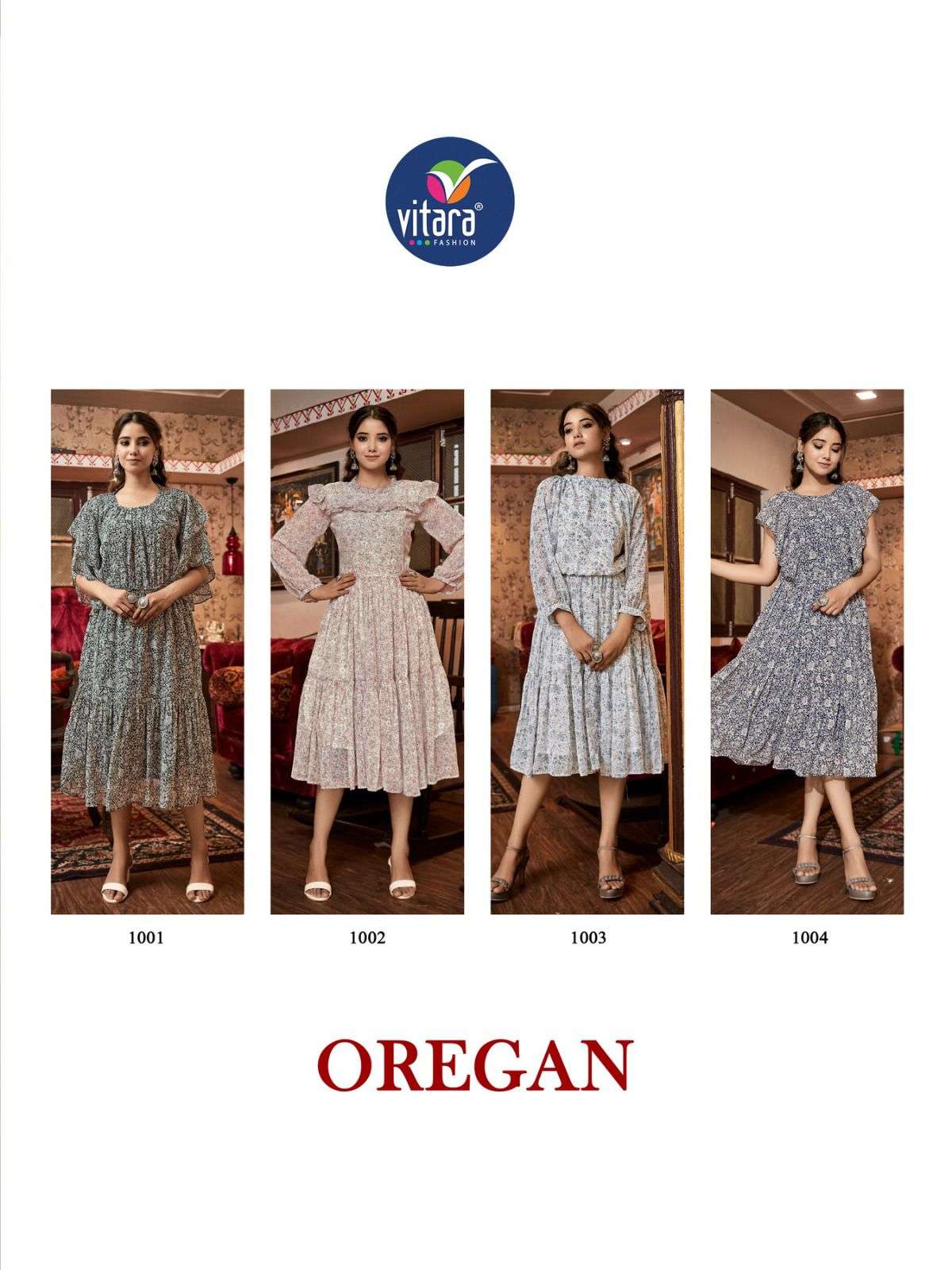 vitara fashion OREGAN jorjet tunic prints Kurti Wholesale catalog
