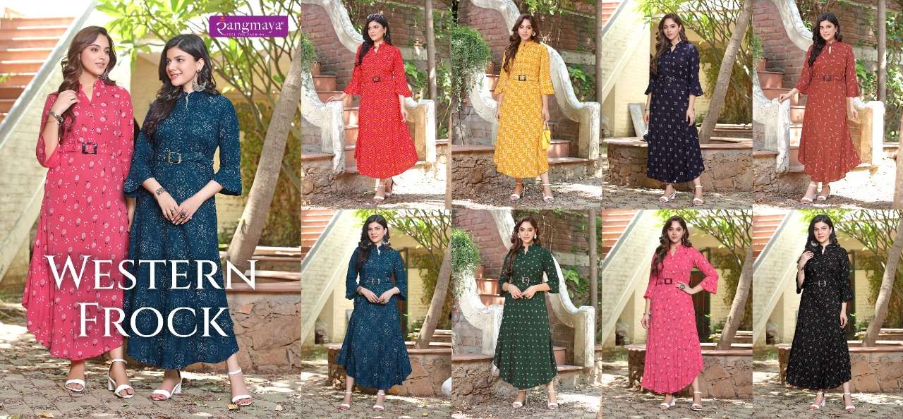 WESTERN FROCK Rayon Print Kurti Wholesale catalog