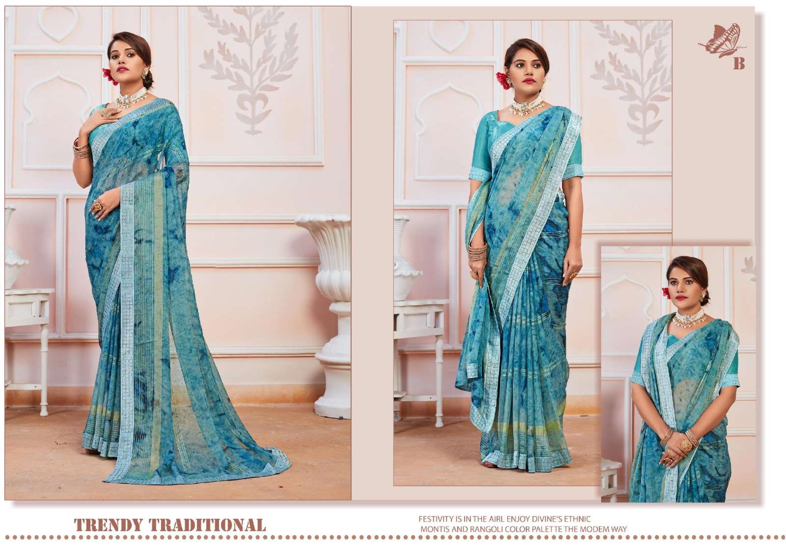 Ynf Dusala Prism Printed Fancy Chiffon Saree Wholesale catalog