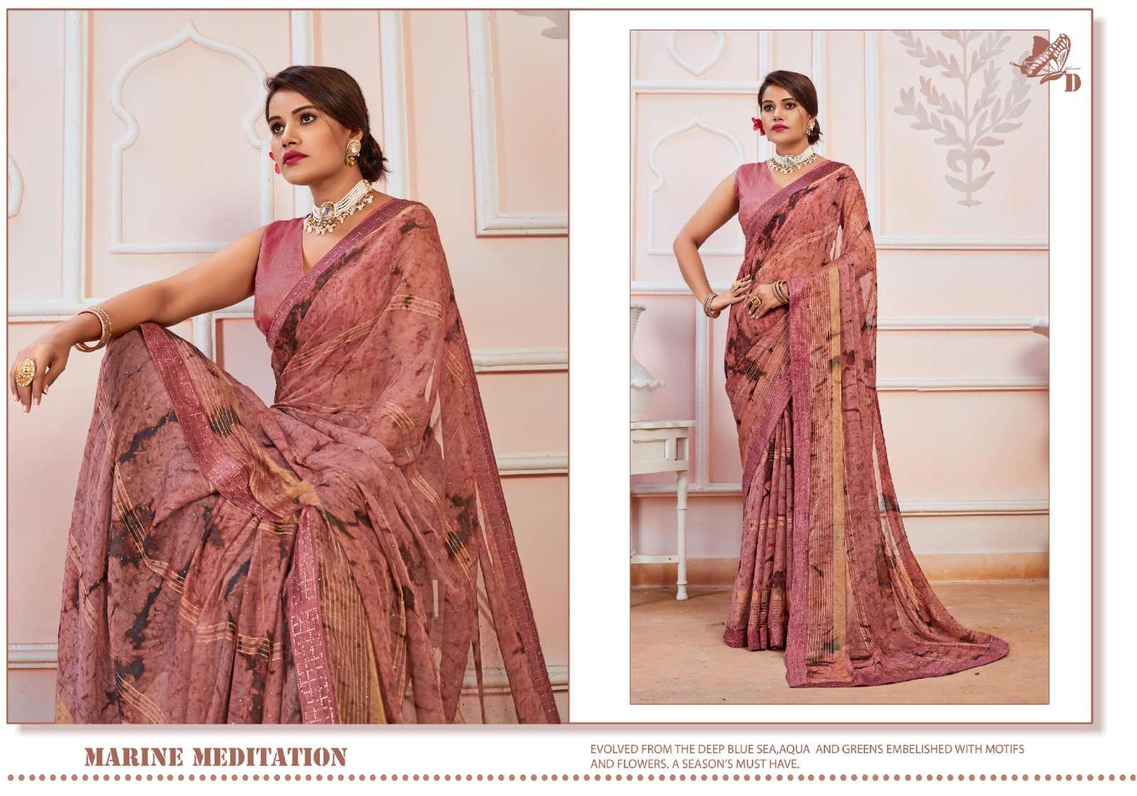 Ynf Dusala Prism Printed Fancy Chiffon Saree Wholesale catalog