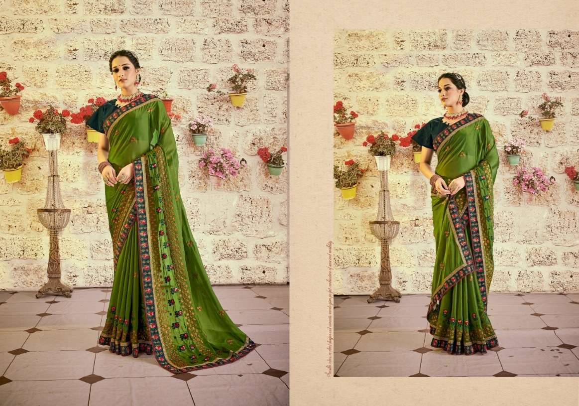 Ynf Floral Rangoli Embroidery Worked Saree Wholesale catalog