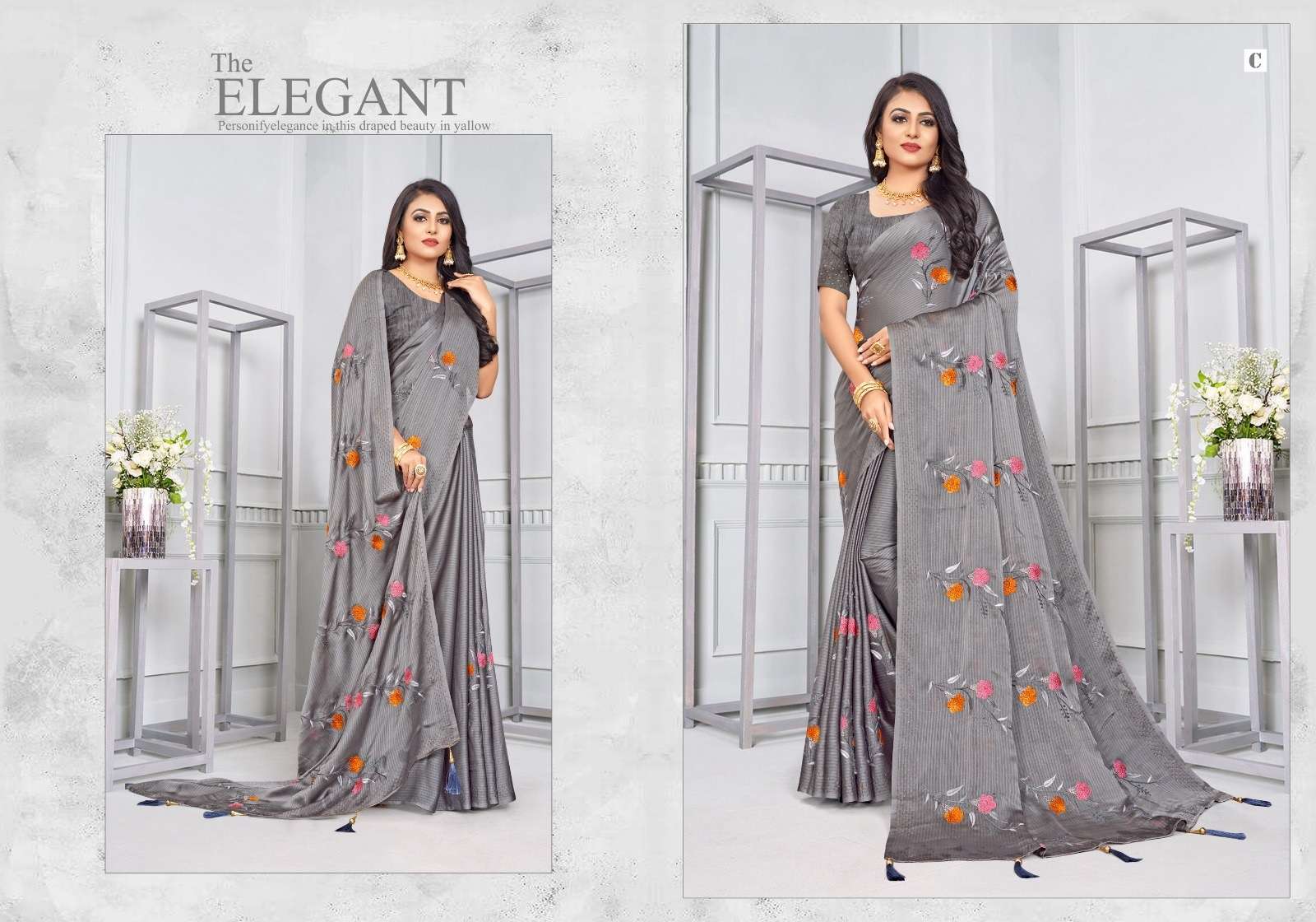 Ynf Gemini Silk Swarovski Work Designer Sarees Wholesale catalog
