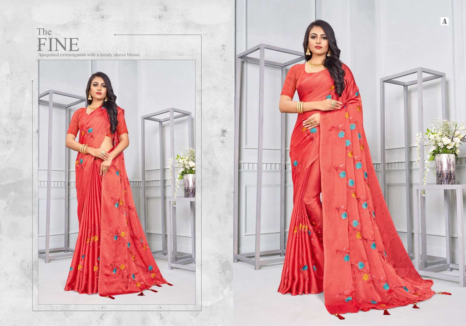 Ynf Gemini Silk Swarovski Work Designer Sarees Wholesale catalog