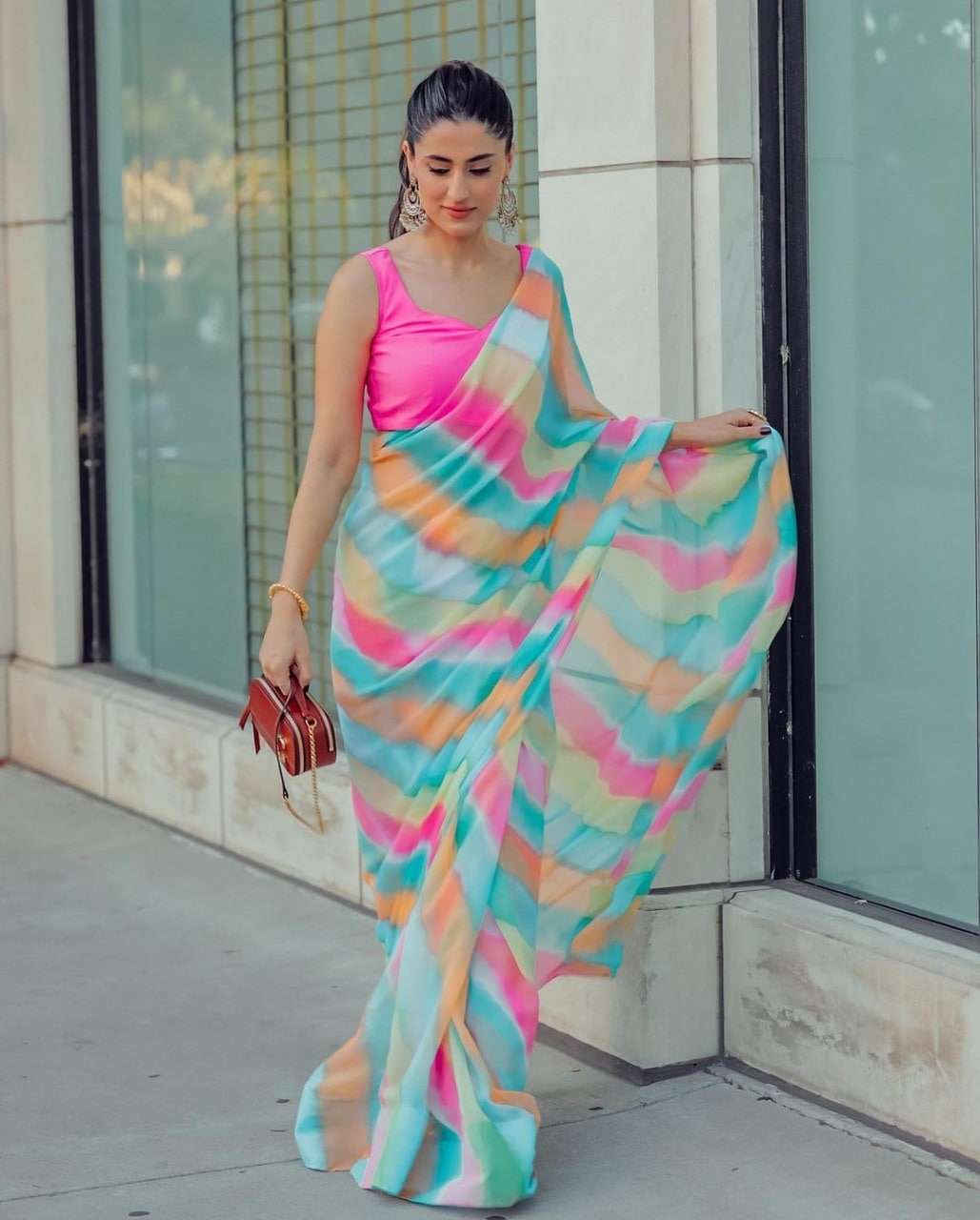 Ynf Georgette Leh Shi Digital Printed Saree Wholesale catalog