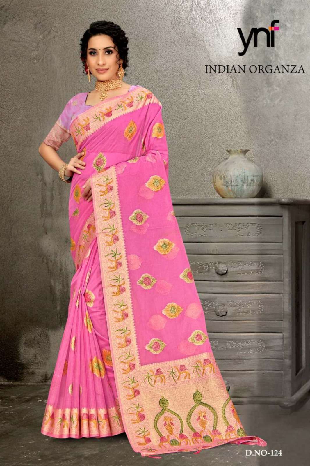Ynf Indian Organza Woven Designer Saree Wholesale catalog