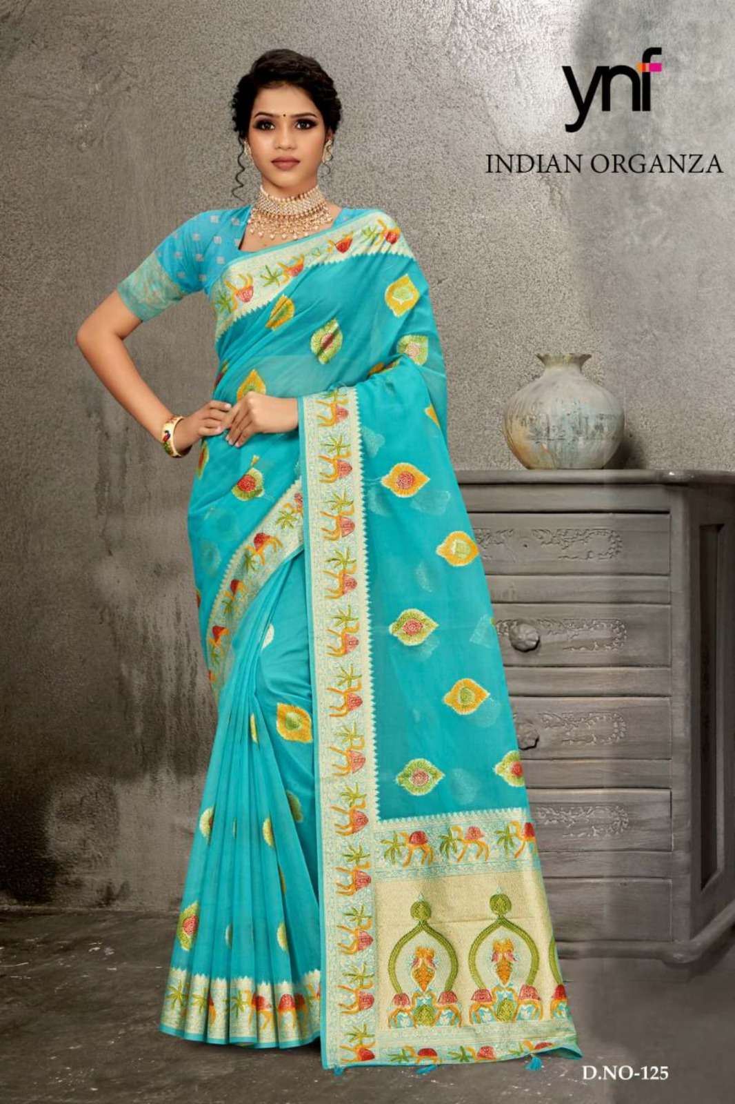 Ynf Indian Organza Woven Designer Saree Wholesale catalog