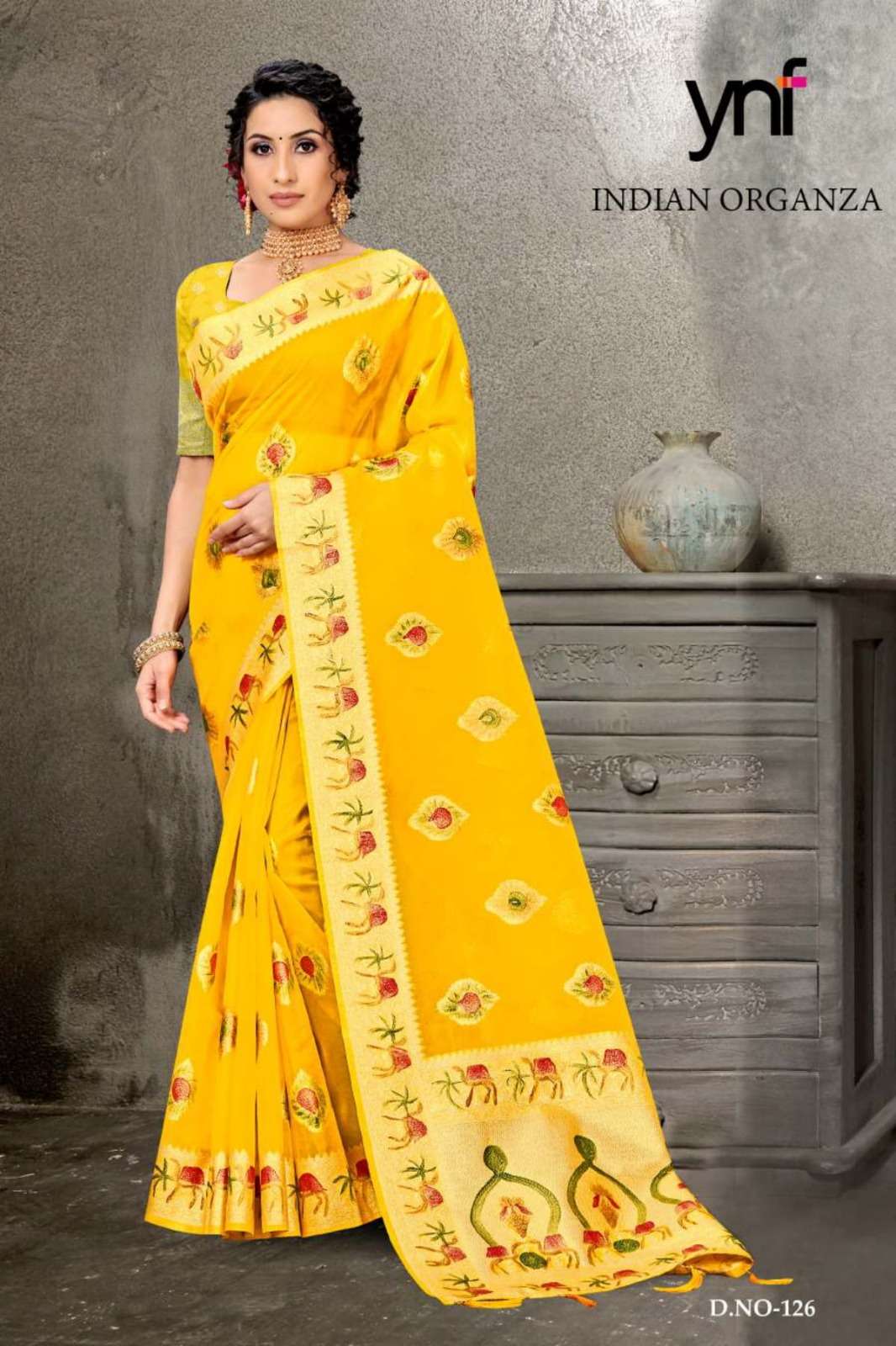 Ynf Indian Organza Woven Designer Saree Wholesale catalog