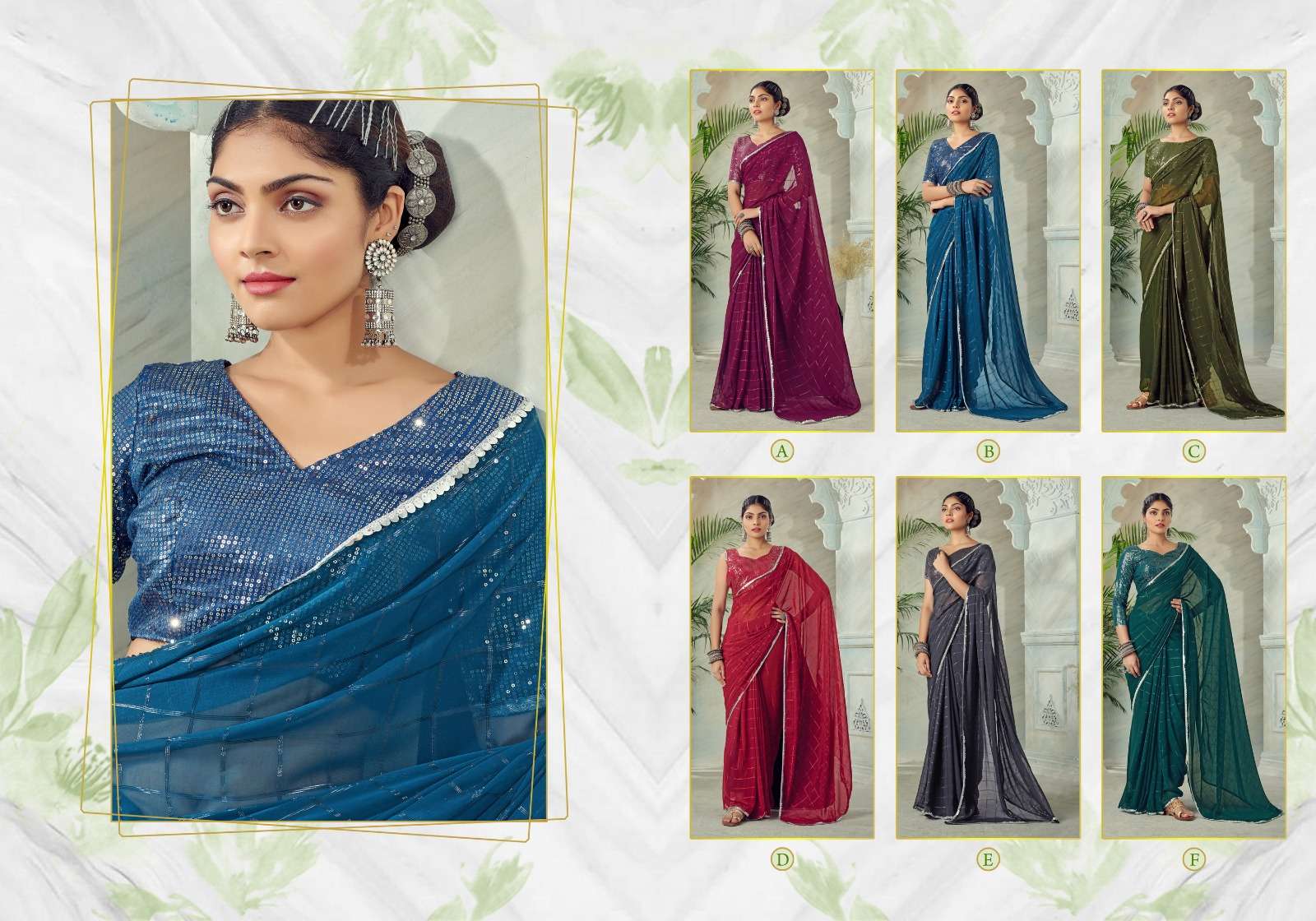 Ynf Kaasi Sequence Fancy Georgette Saree Wholesale catalog