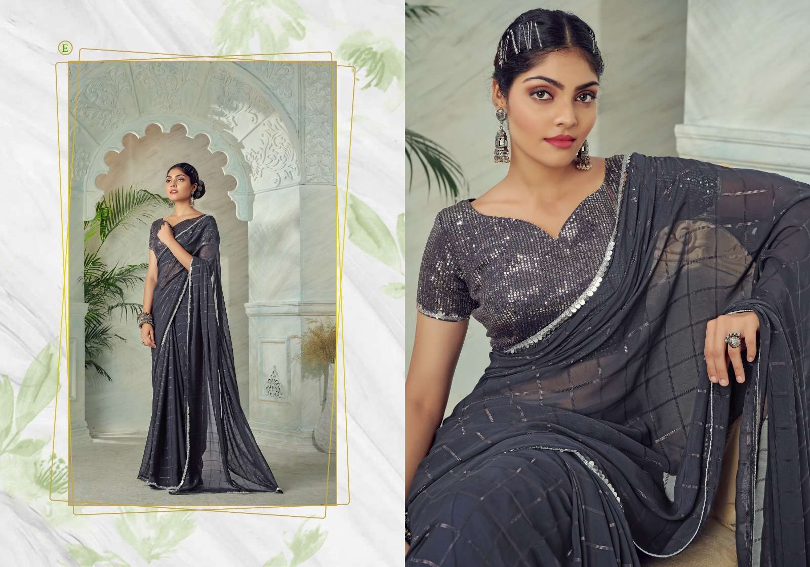 Ynf Kaasi Sequence Fancy Georgette Saree Wholesale catalog