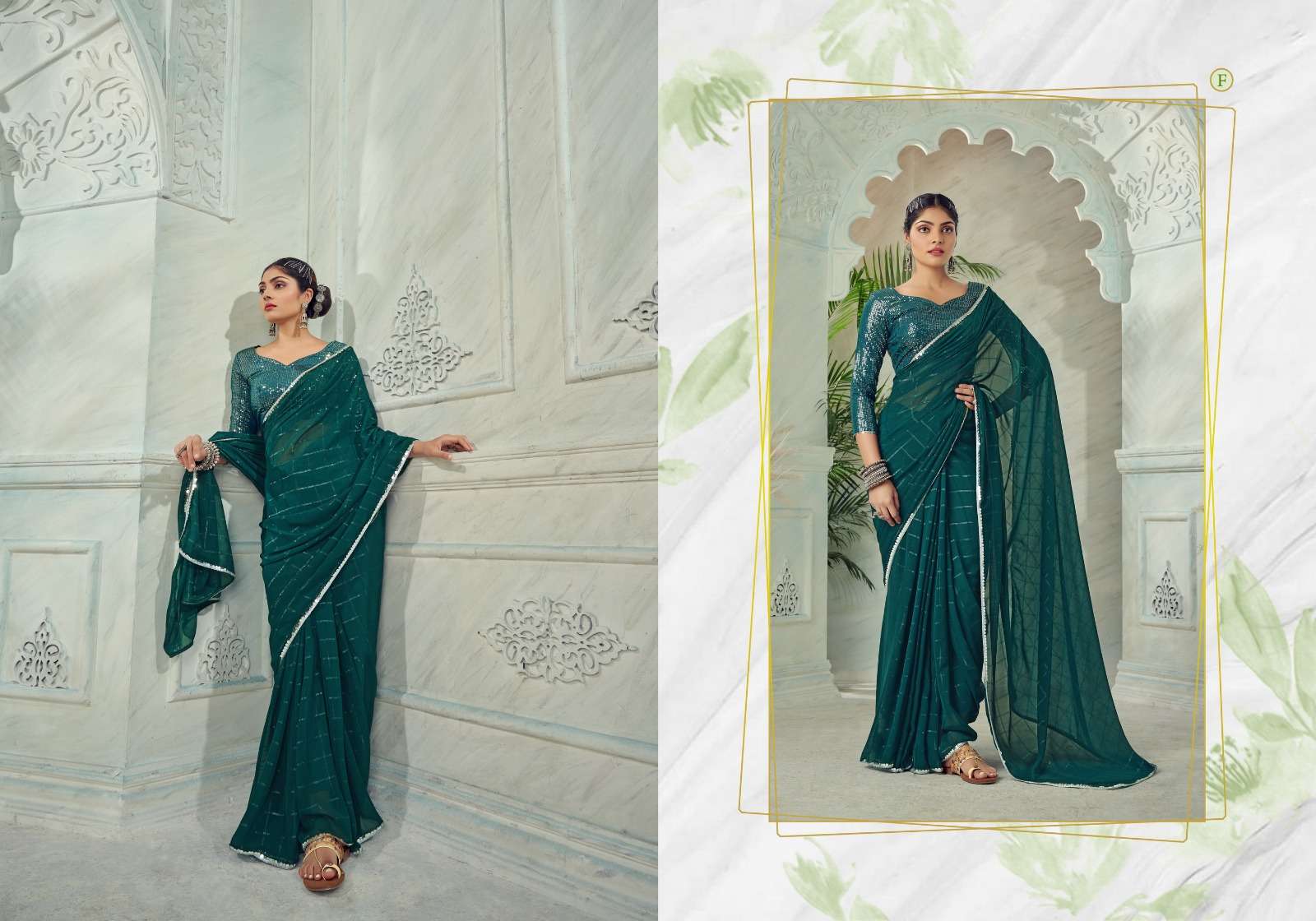 Ynf Kaasi Sequence Fancy Georgette Saree Wholesale catalog