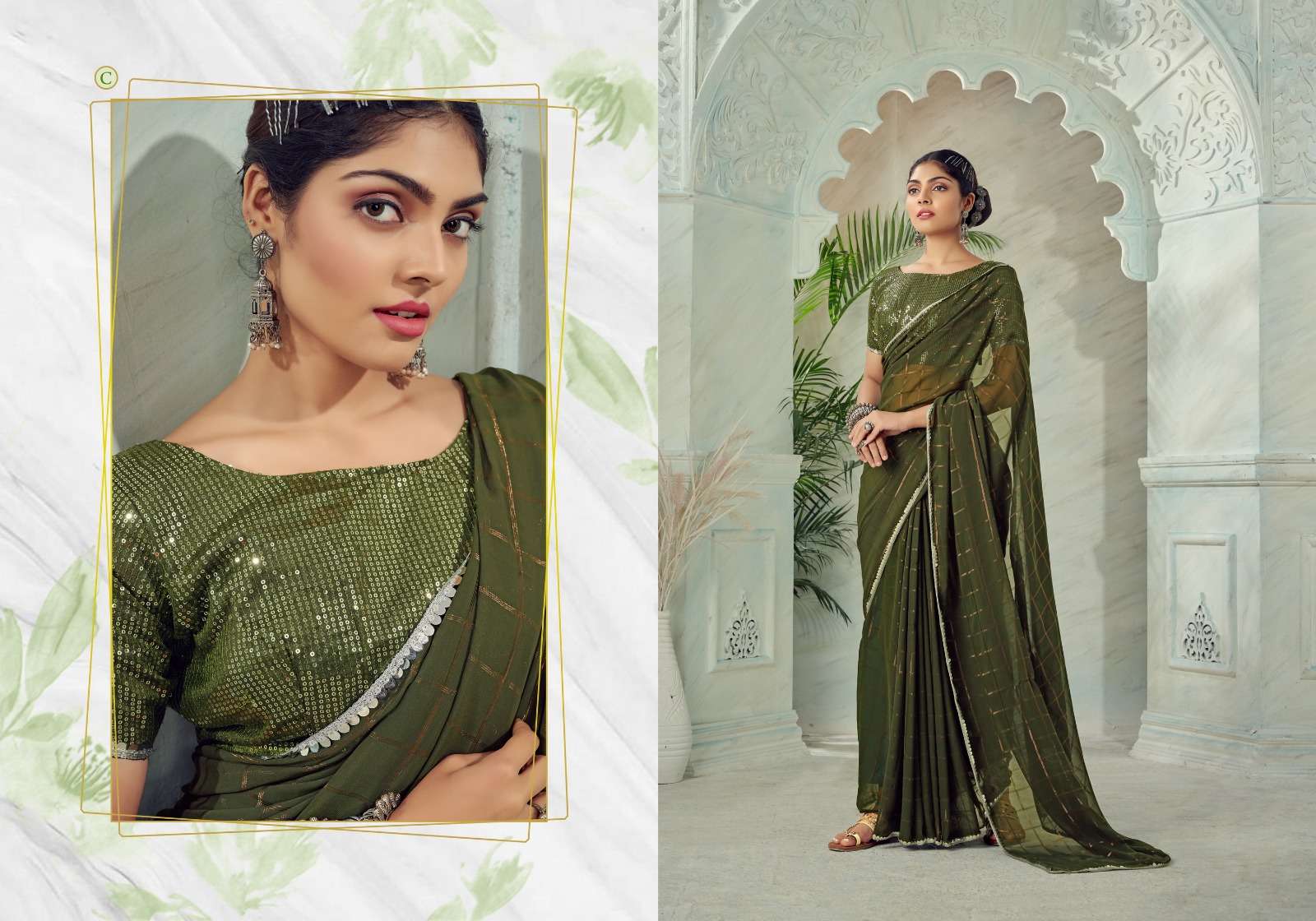 Ynf Kaasi Sequence Fancy Georgette Saree Wholesale catalog